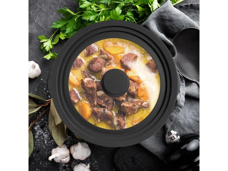 relaxdays Topfdeckel mit Silikon 26-30 cm, Schwarz relaxdays Topfdeckel mit Silikon 26-30 cm, Schwarz