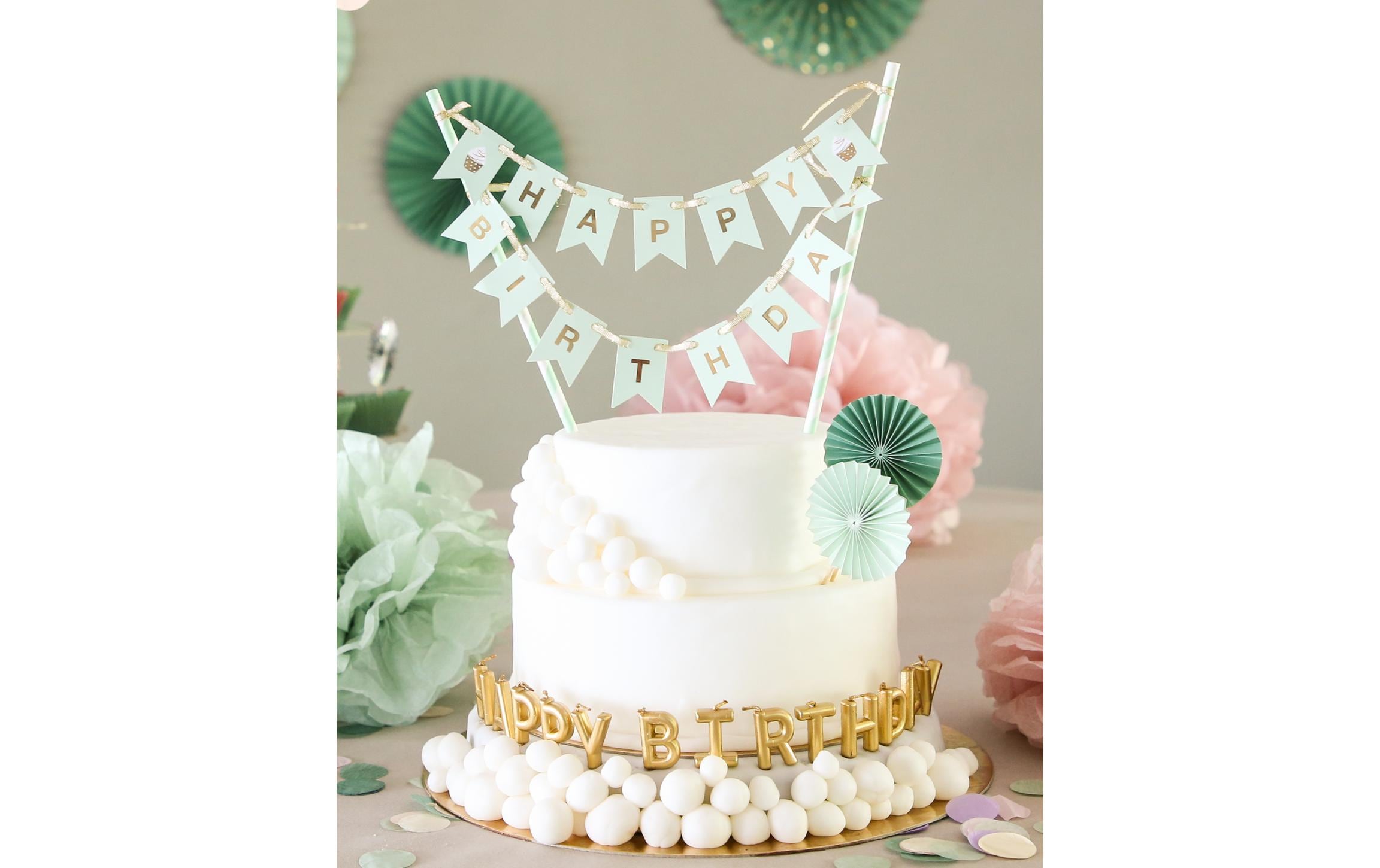 I AM CREATIVE Kuchen-Topper Birthday 1 Stück, Gold/Mint