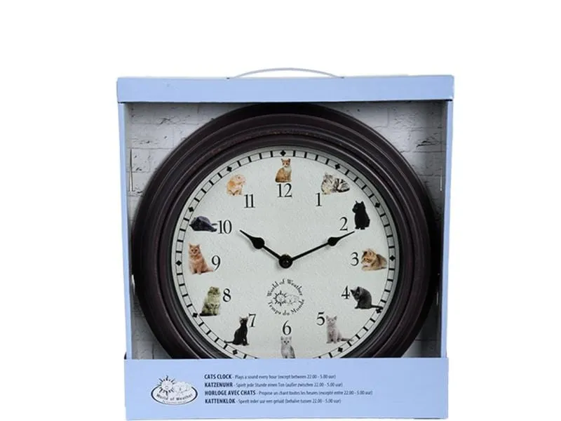 Esschert Design Gartenuhr mit Katzengeräuschen ø 30 cm, Mehrfarbig Esschert Design Gartenuhr mit Katzengeräuschen ø 30 cm, Mehrfarbig
