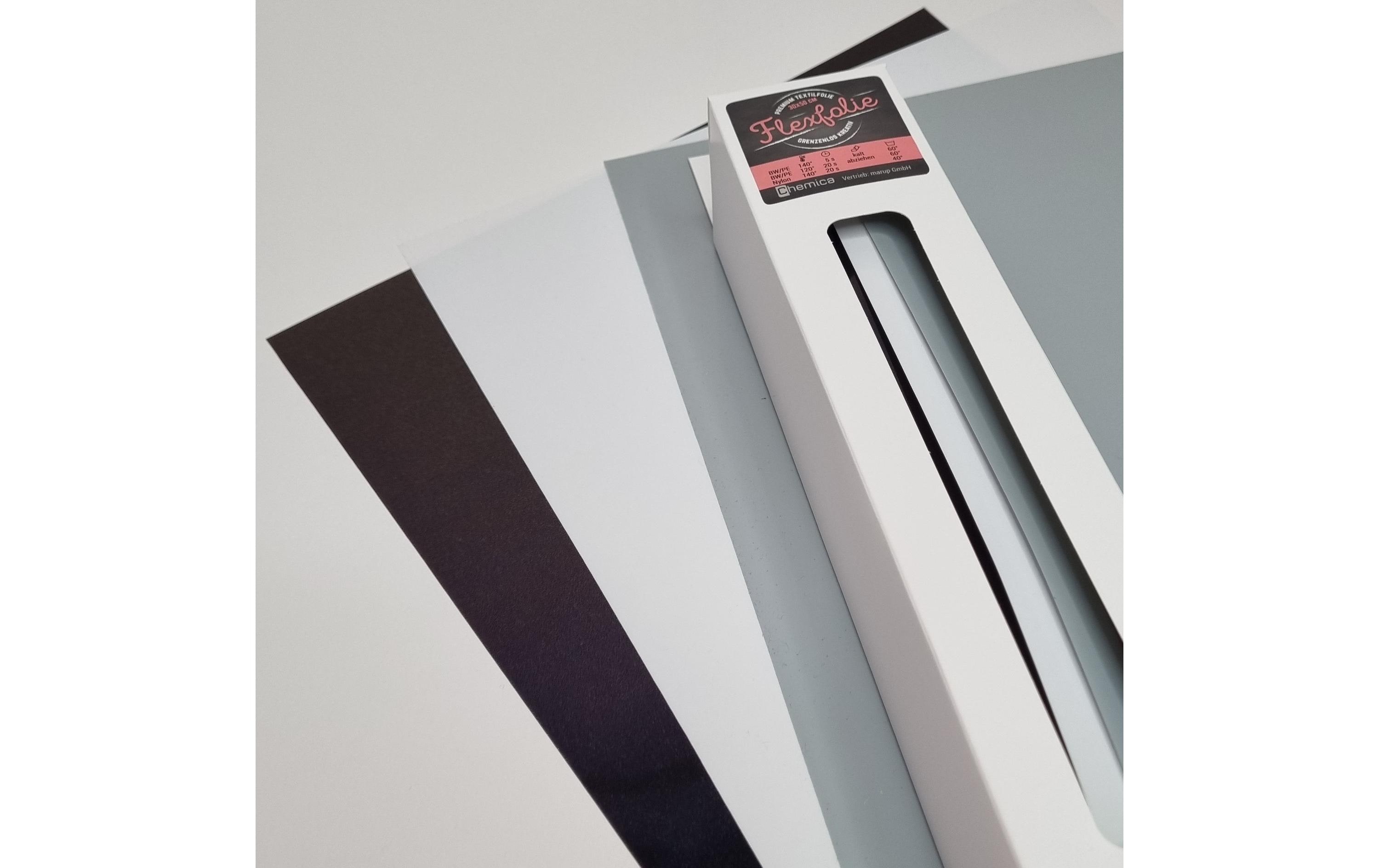Chemica Aufbügelfolie Flex 30 x 50 cm, 3er Set, Schwarz/Weiss