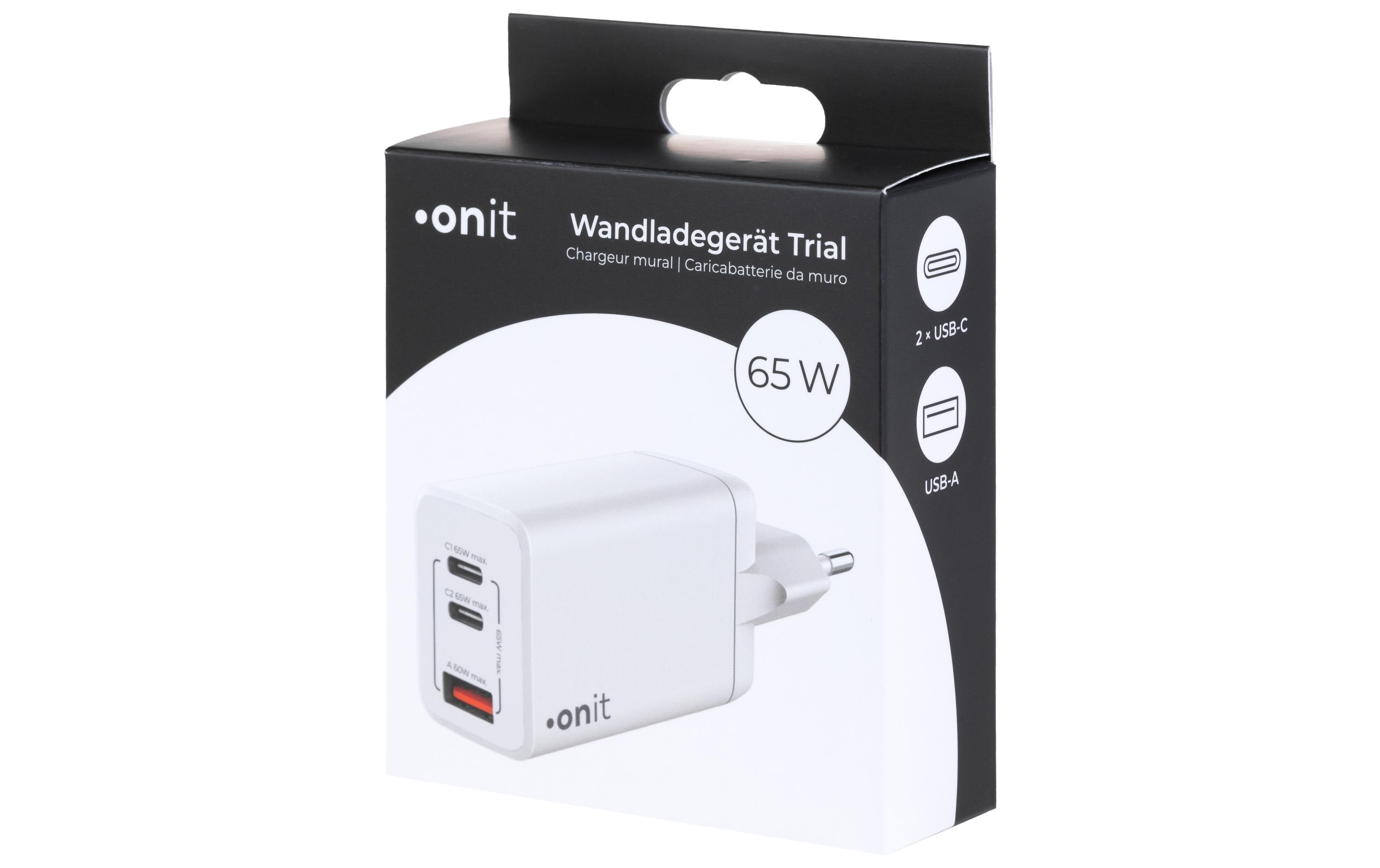 onit USB-Wandladegerät Trial QC4+ 65 W GaN Weiss