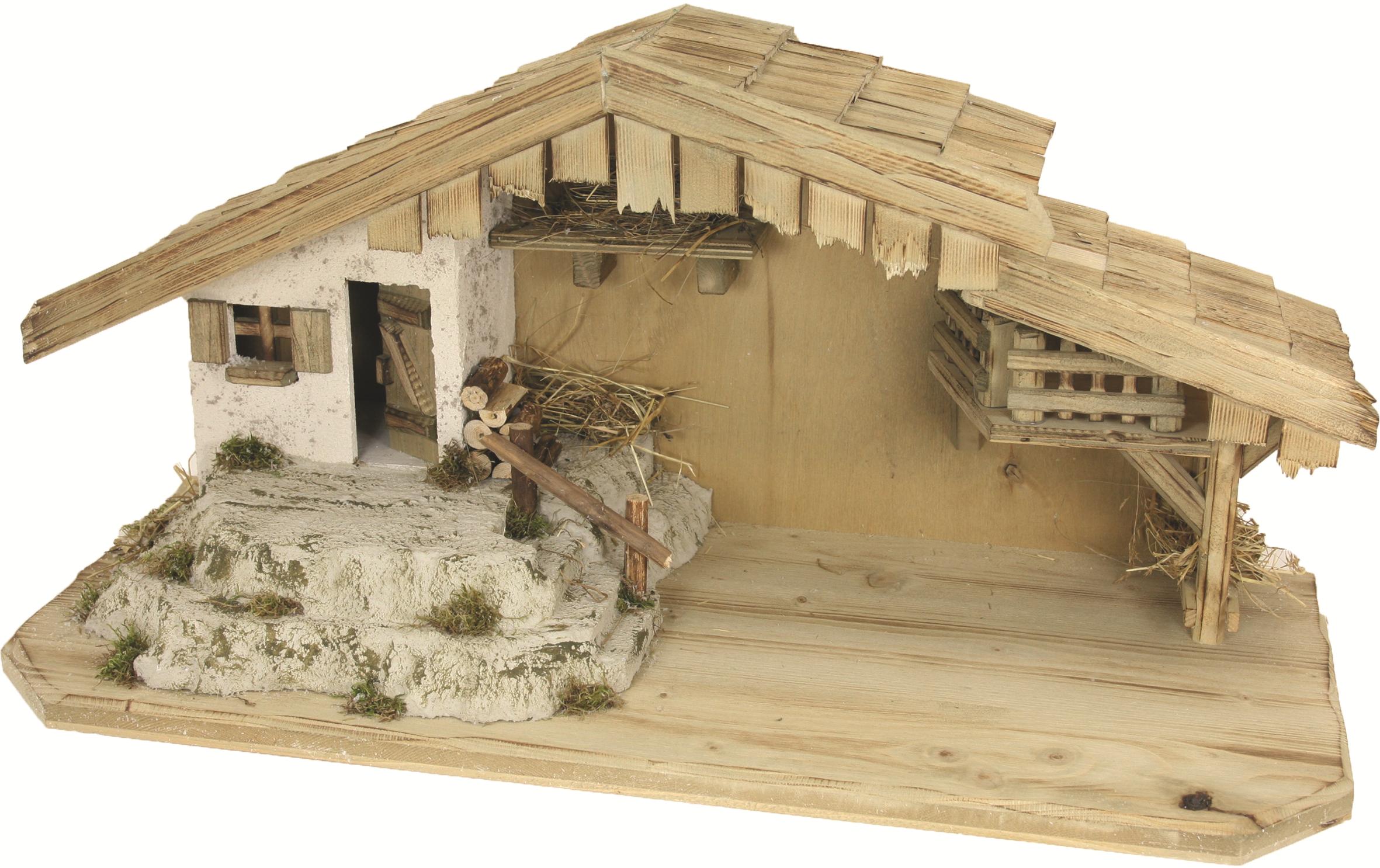 Botanic-Haus Krippe Stall Ottobeuren mit Felspodest