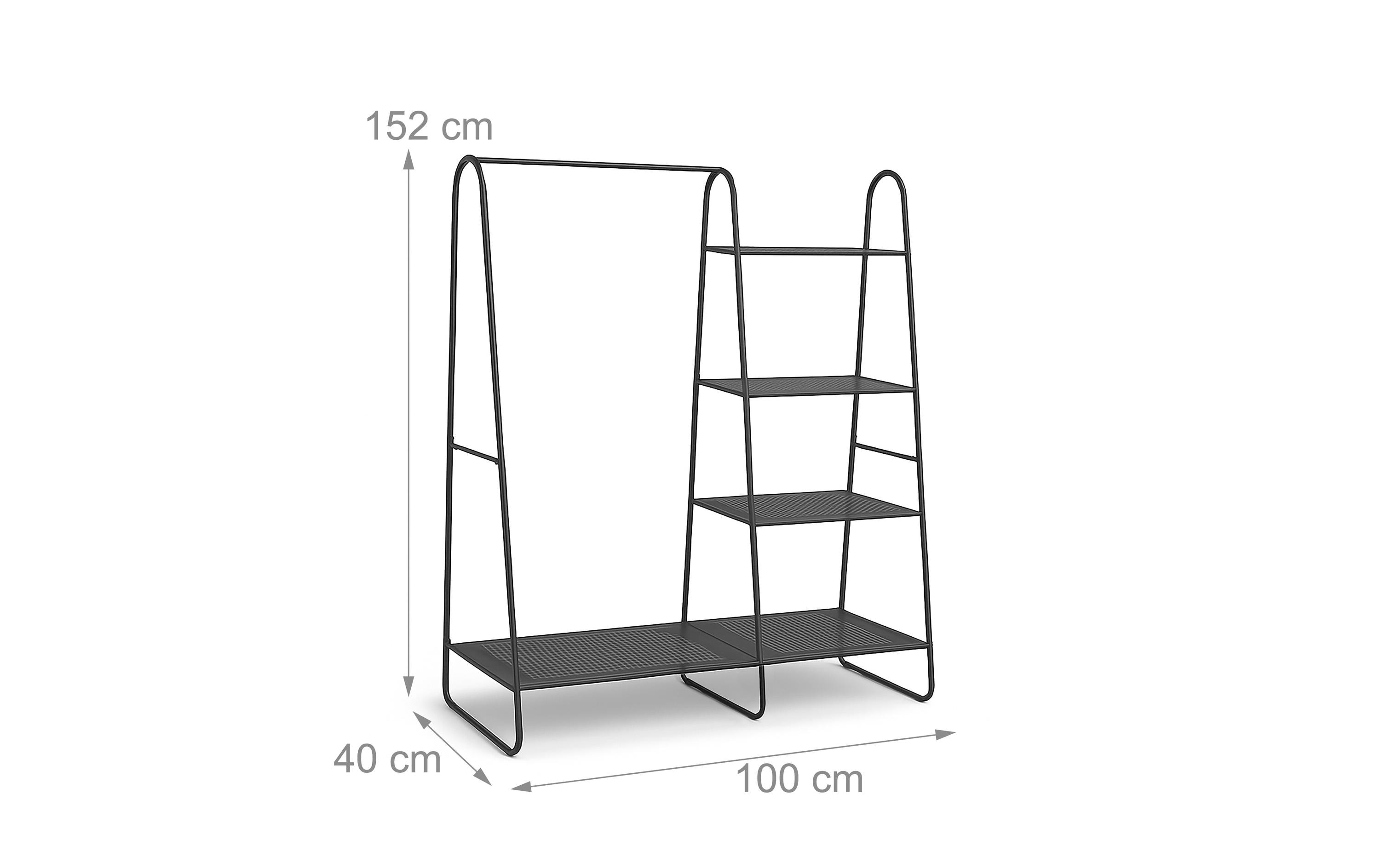 relaxdays Garderobenständer mit 5 Böden, Schwarz