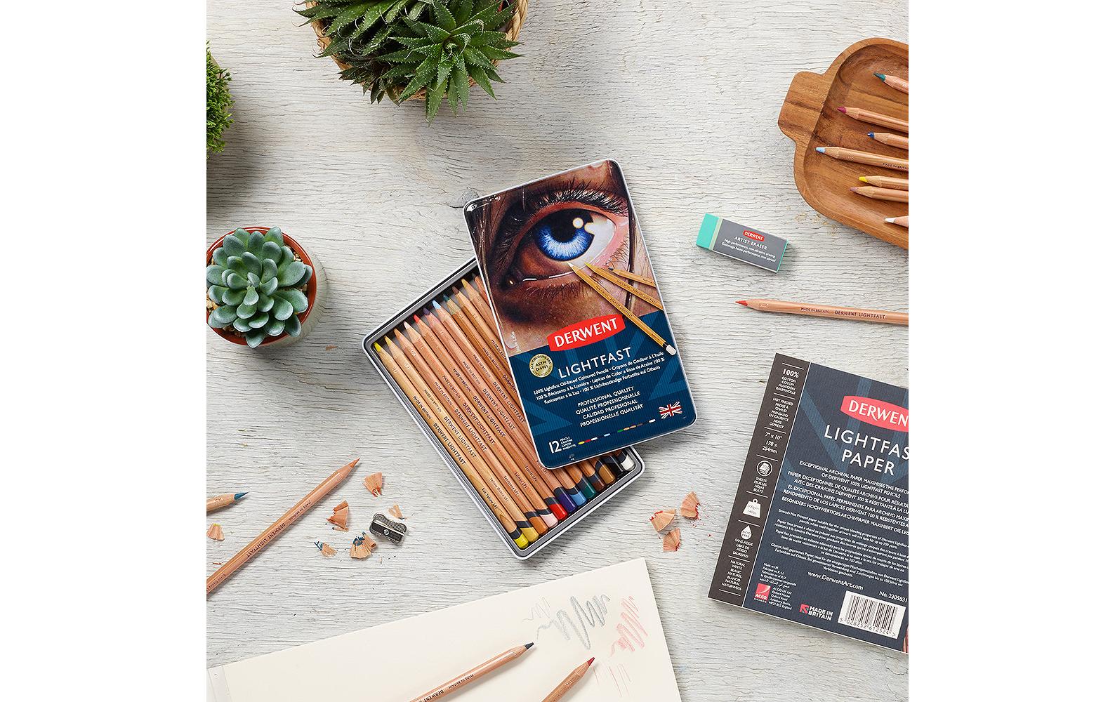 Derwent Farbstifte Lightfast Buntstifte, 4 mm, mehrfarbig, 12-teilig Derwent Farbstifte Lightfast Buntstifte, 4 mm, mehrfarbig, 12-teilig