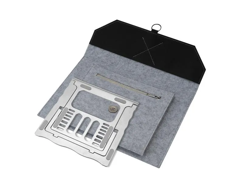 4smarts Notebook-Sleeve Felty+ FoldStand ErgoFix 13 Grau/Silber
