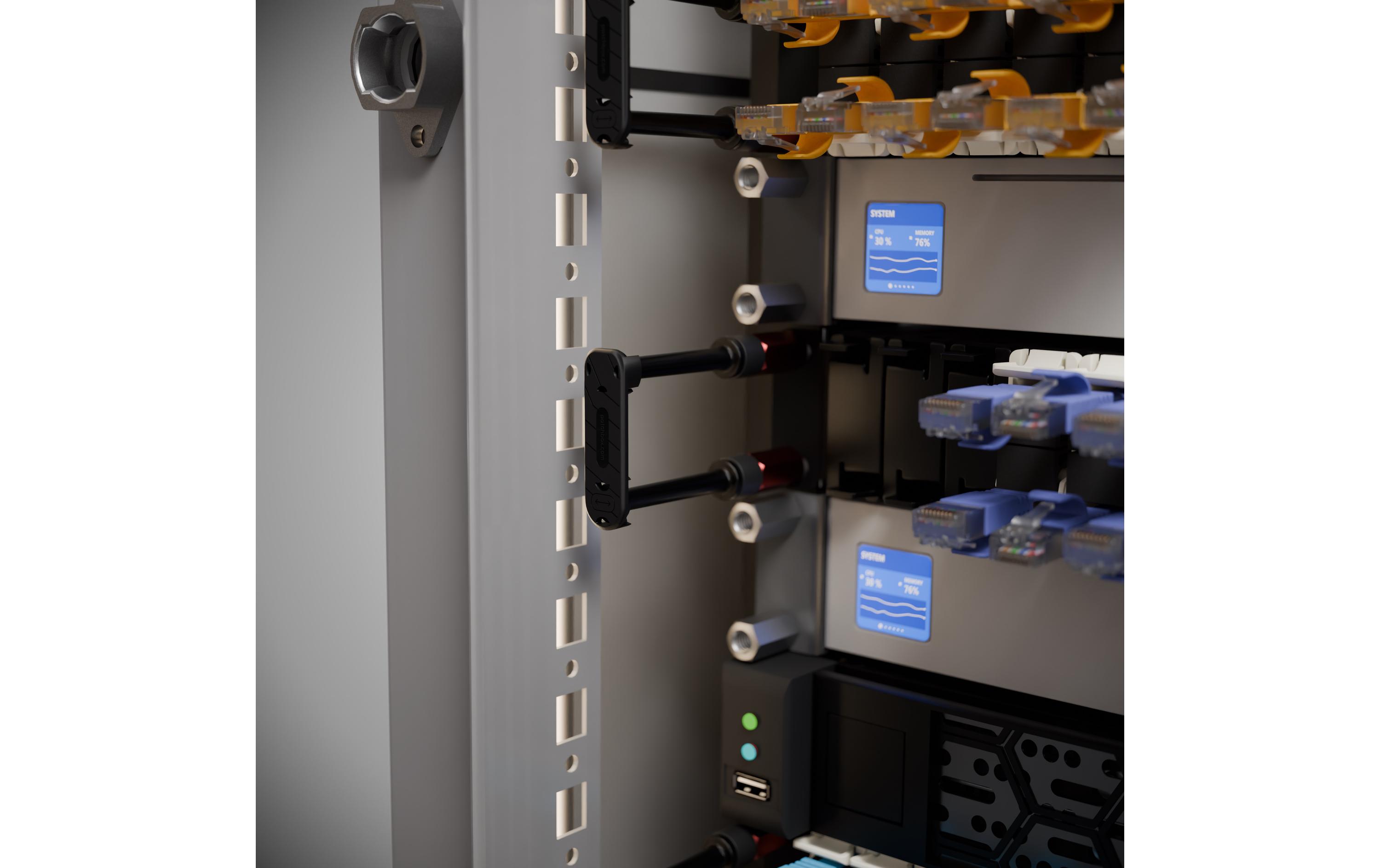 Patchbox Kabeldurchführung PBCSX24K Rack Montage, Schwarz