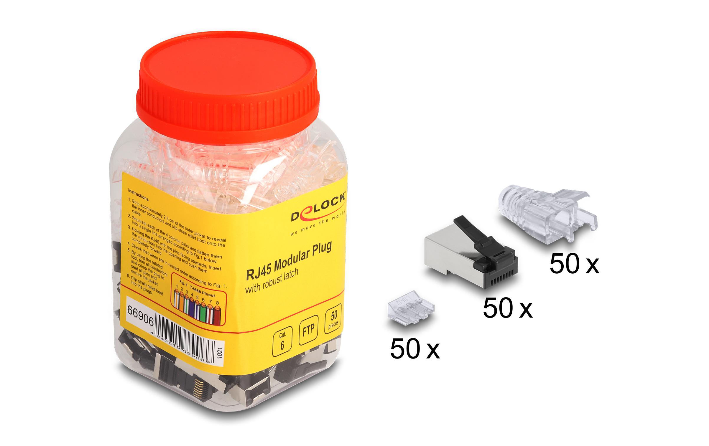 Delock Stecker RJ45, FTP, Cat.6 50 Stück, Transparent Delock Stecker RJ45, FTP, Cat.6 50 Stück, Transparent