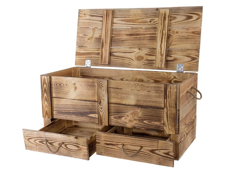 Holz Zollhaus Truhe Vintage geflammt, 85 x 40 cm