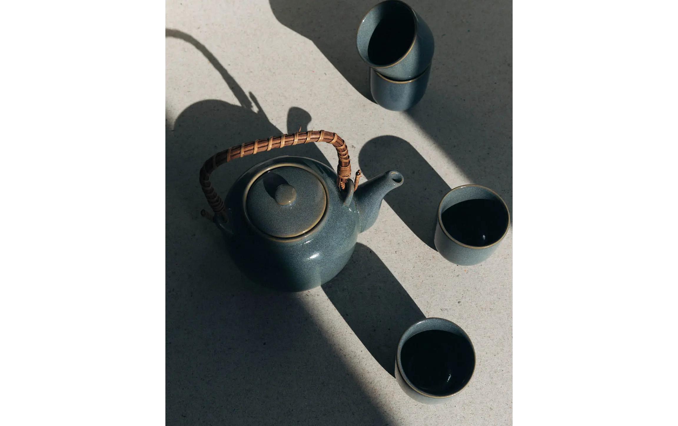 Esmée Tee-Set Japandi Krug & 4 Tassen 0.7 l, Blaugrau