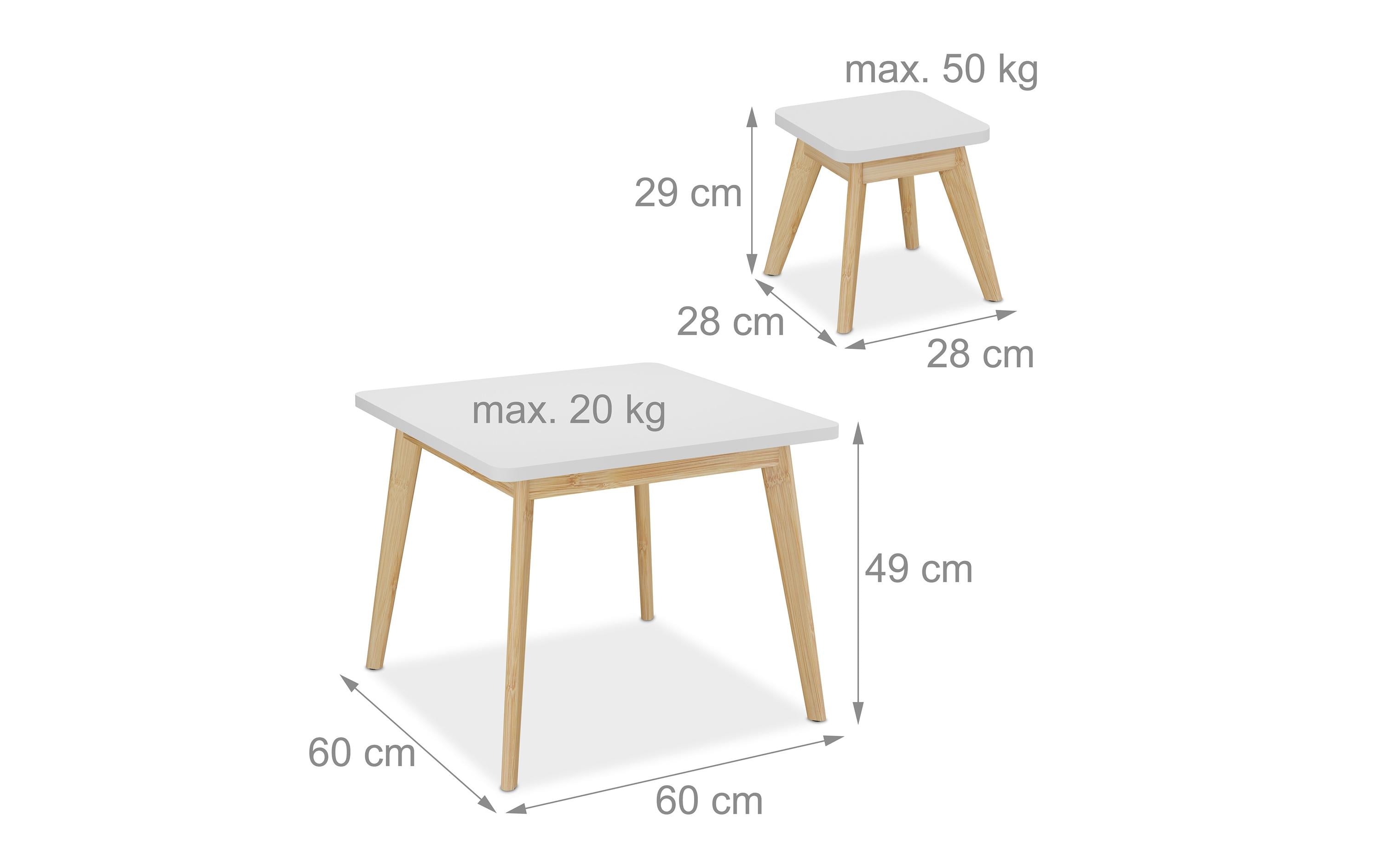 relaxdays Kindersitzgruppe MDF / Bambus, 5-teilig