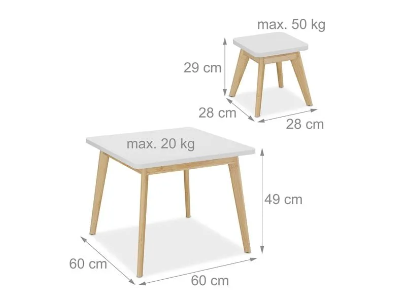 relaxdays Kindersitzgruppe MDF / Bambus, 5-teilig relaxdays Kindersitzgruppe MDF / Bambus, 5-teilig