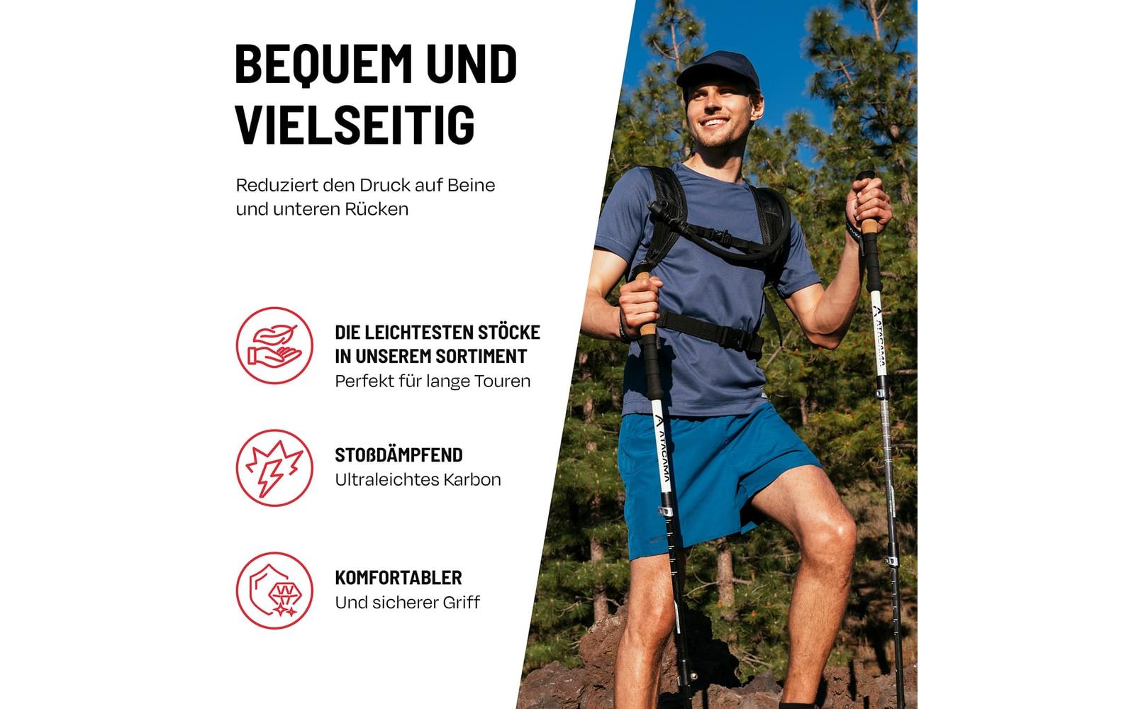 Atacama Teleskop Wanderstöcke 13-tlg. 110-135 cm