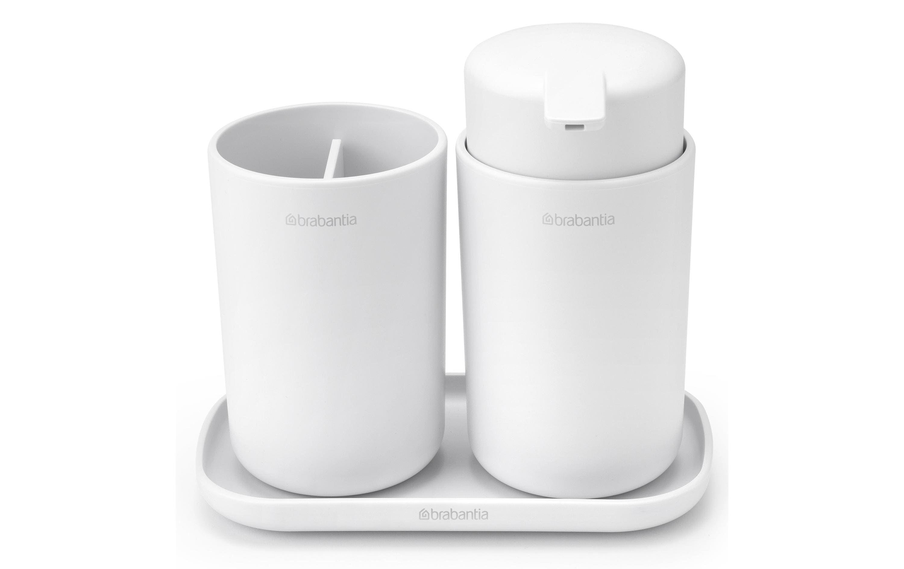 Brabantia Seifenspender-Set ReNew mit Zahnputzbecher und Schale Weiss Brabantia Seifenspender-Set ReNew mit Zahnputzbecher und Schale Weiss