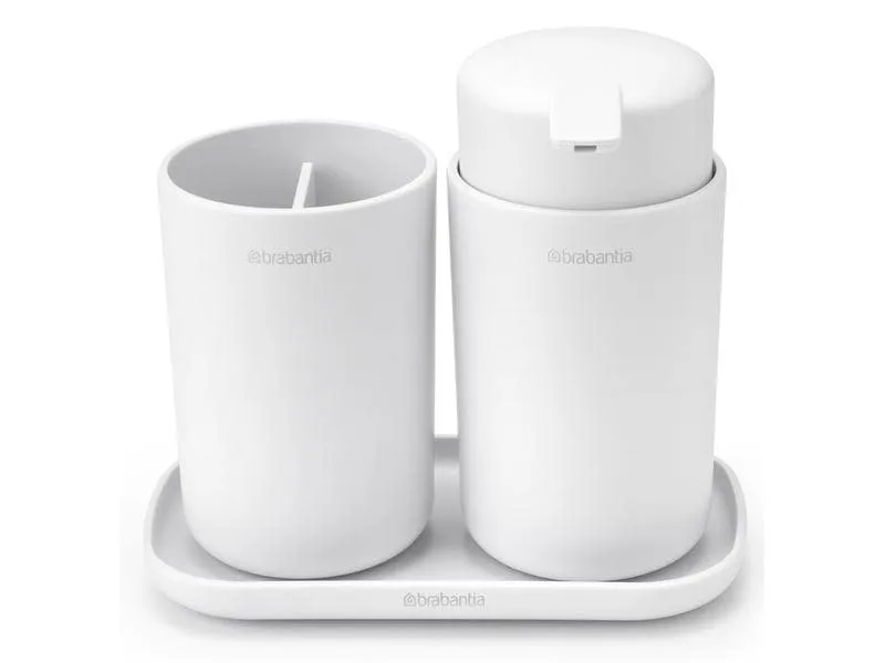 Brabantia Seifenspender-Set ReNew mit Zahnputzbecher und Schale Weiss