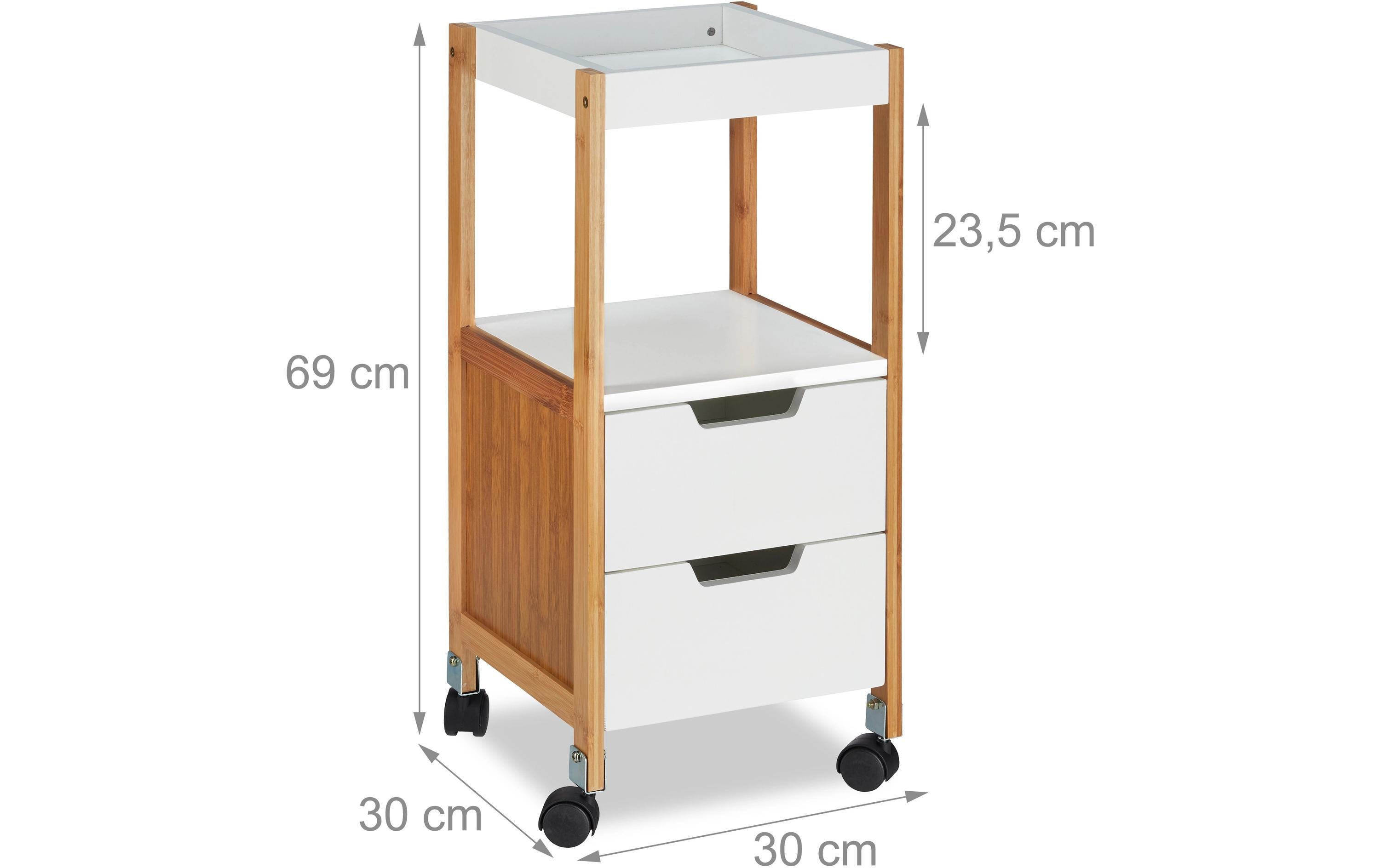 relaxdays Küchenwagen 69 x 30 x 30 cm, Braun/Weiss