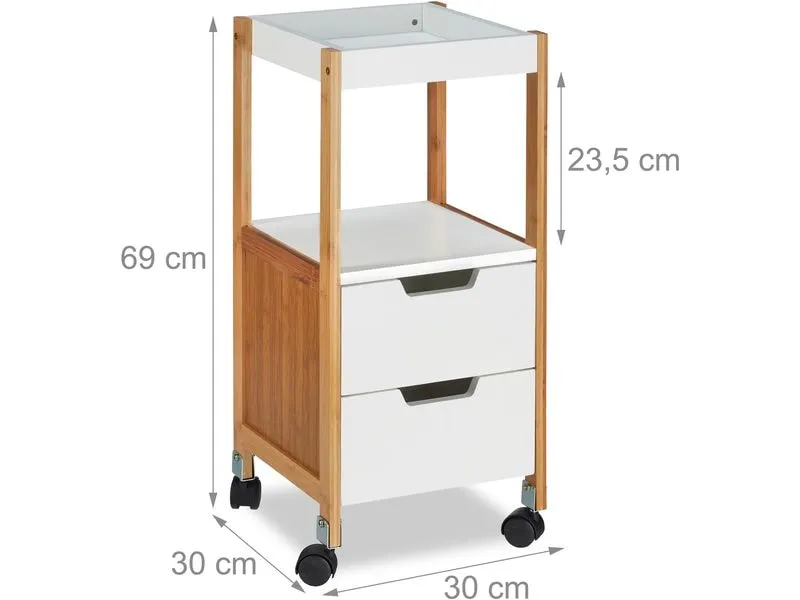 relaxdays Küchenwagen 69 x 30 x 30 cm, Braun/Weiss relaxdays Küchenwagen 69 x 30 x 30 cm, Braun/Weiss