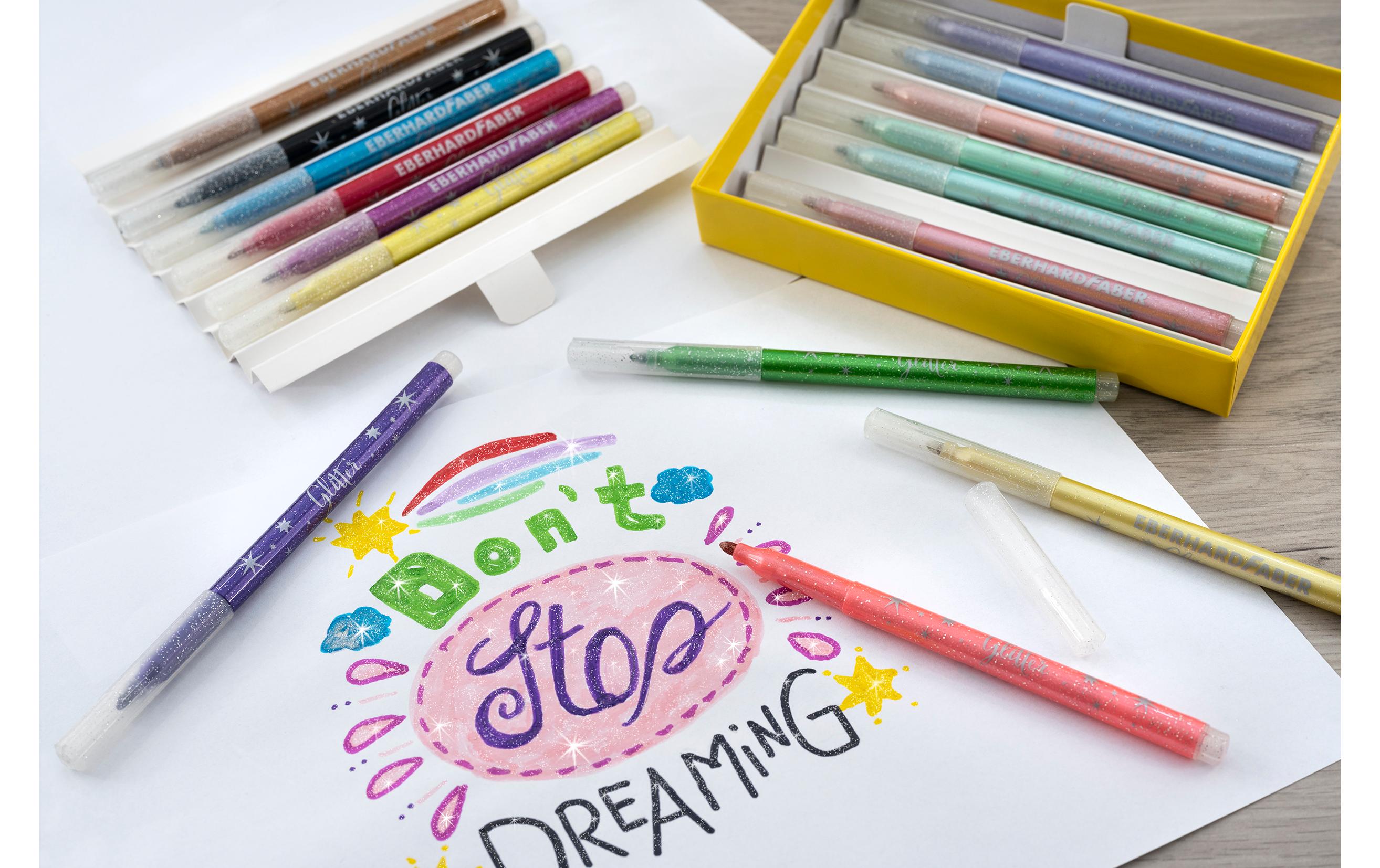 Eberhard Faber Filzstift Glitter 16 Stück, Mehrfarbig