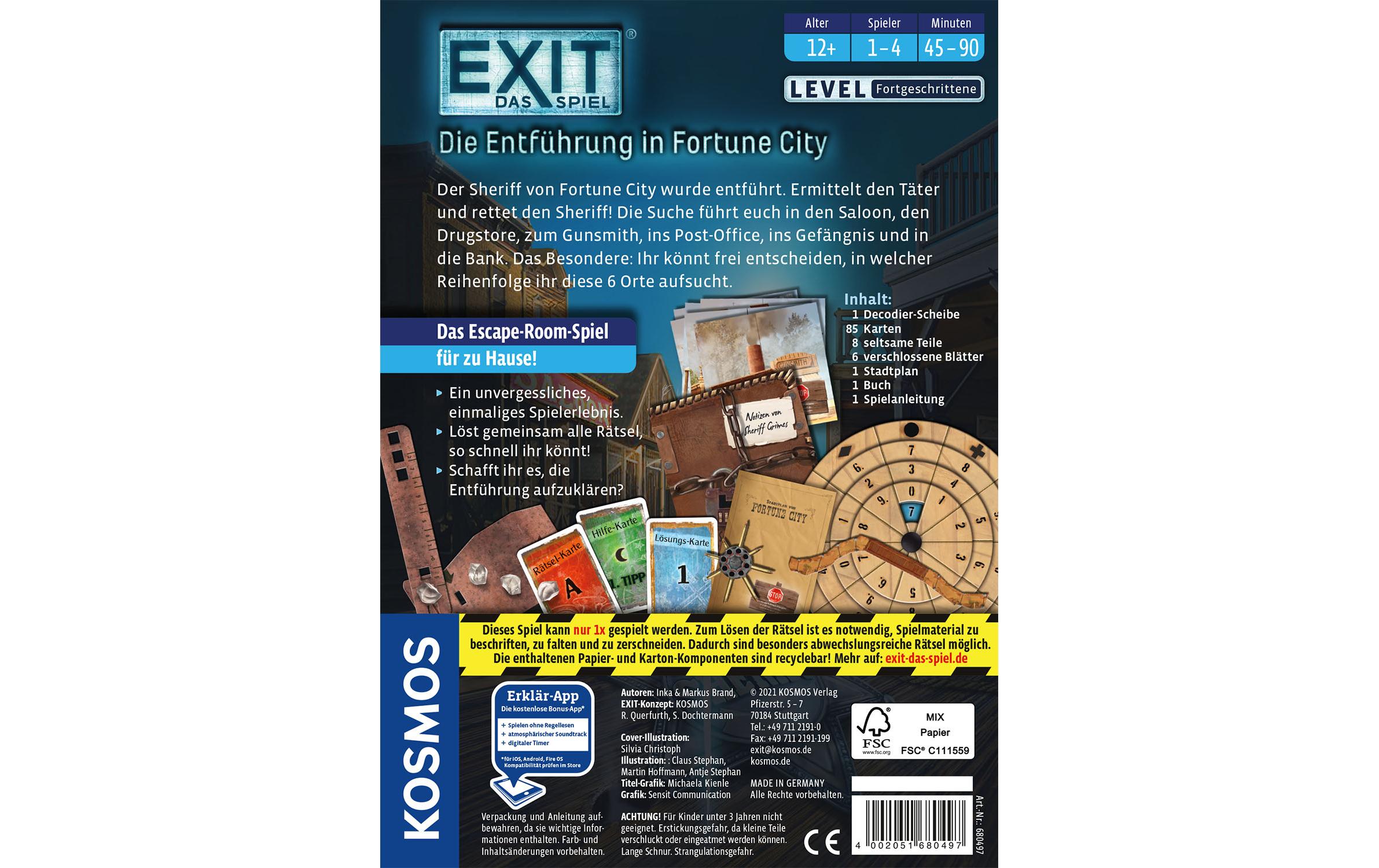 Kosmos Kennerspiel EXIT: Die Entführung in Fortune City