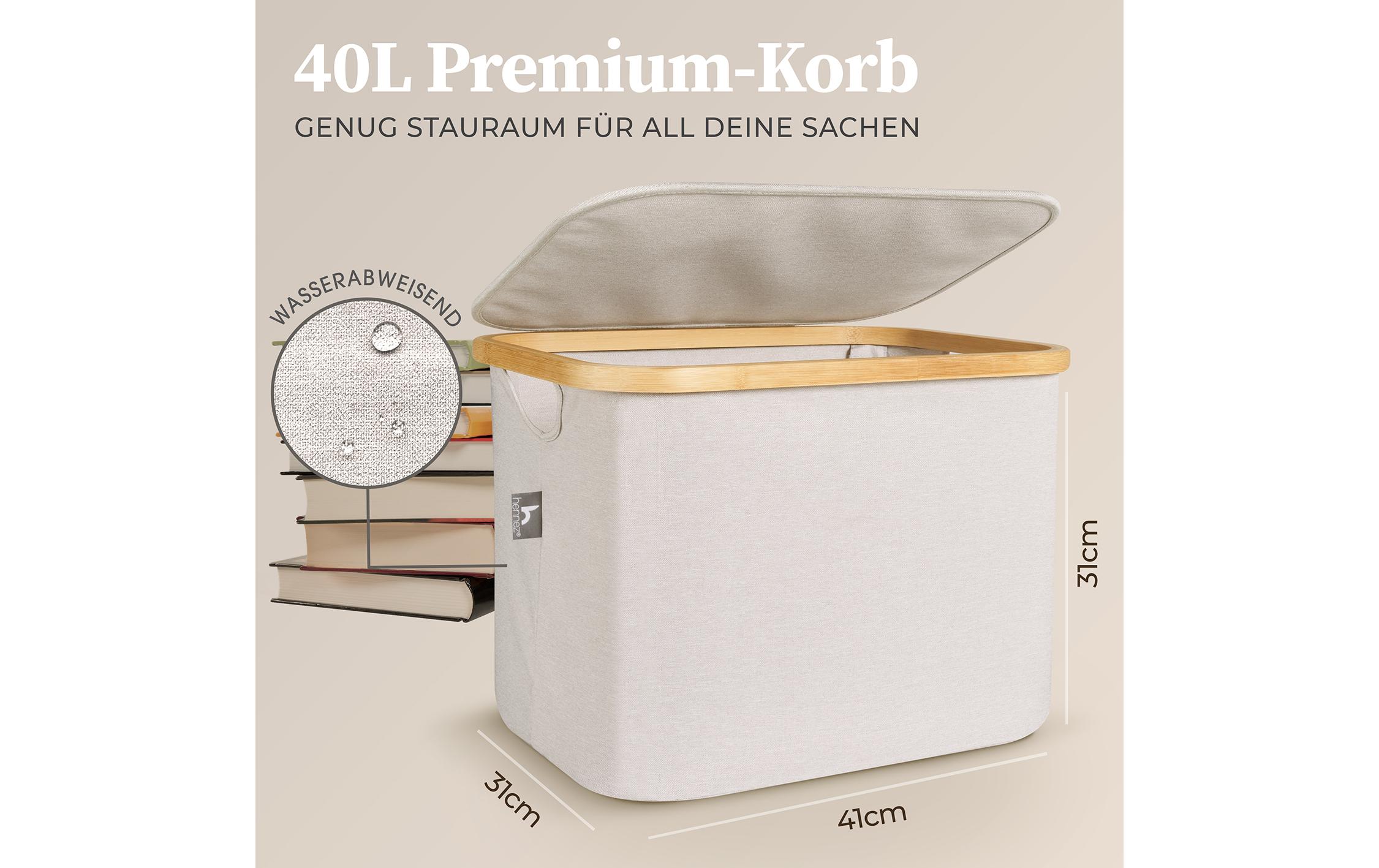 Hennez Wäschekorb Adrian 40 l, Grau/Nature