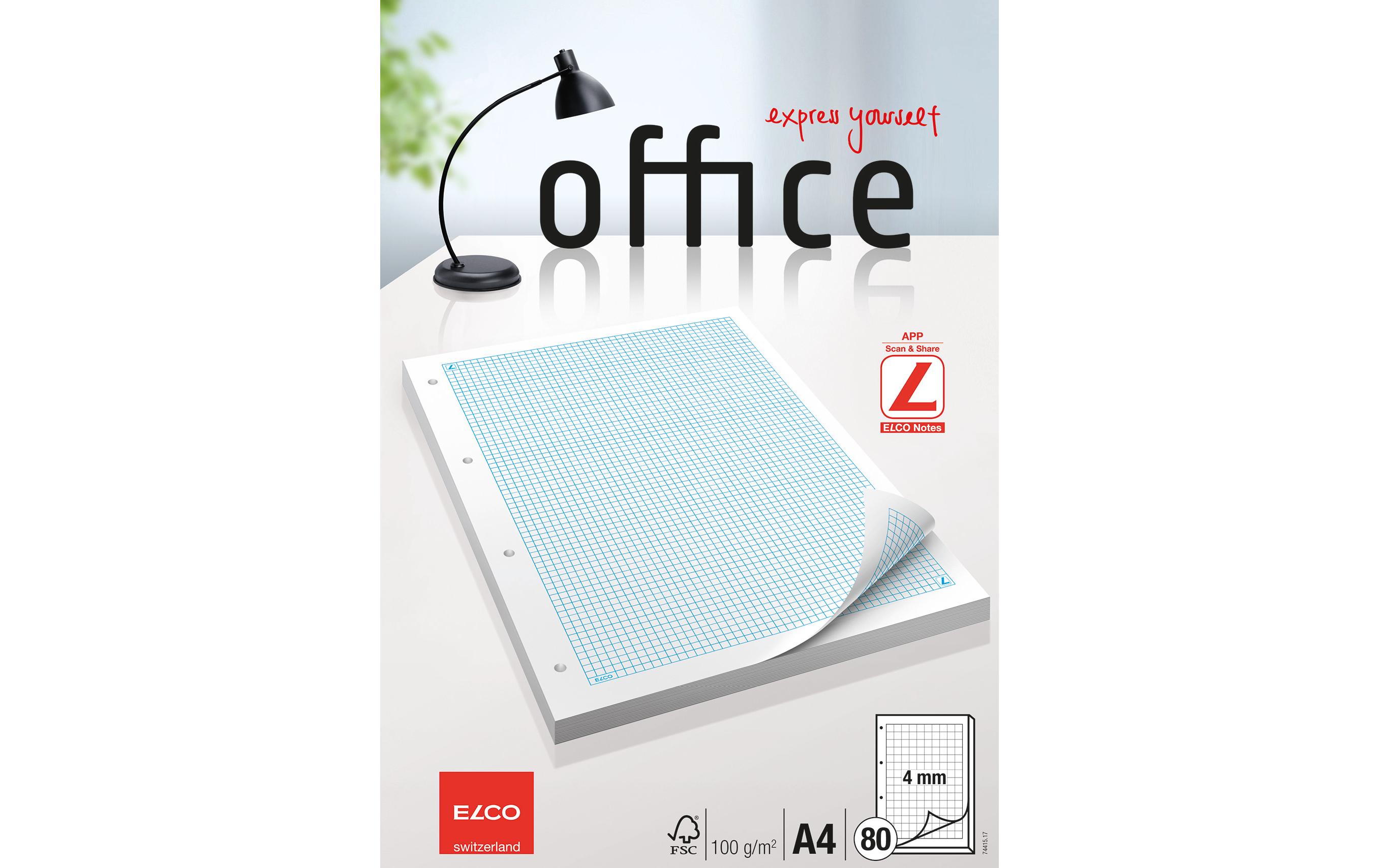 ELCO Ringbuchblock A4 4-Fach gelocht 4 mm kariert, 1 Stück ELCO Ringbuchblock A4 4-Fach gelocht 4 mm kariert, 1 Stück
