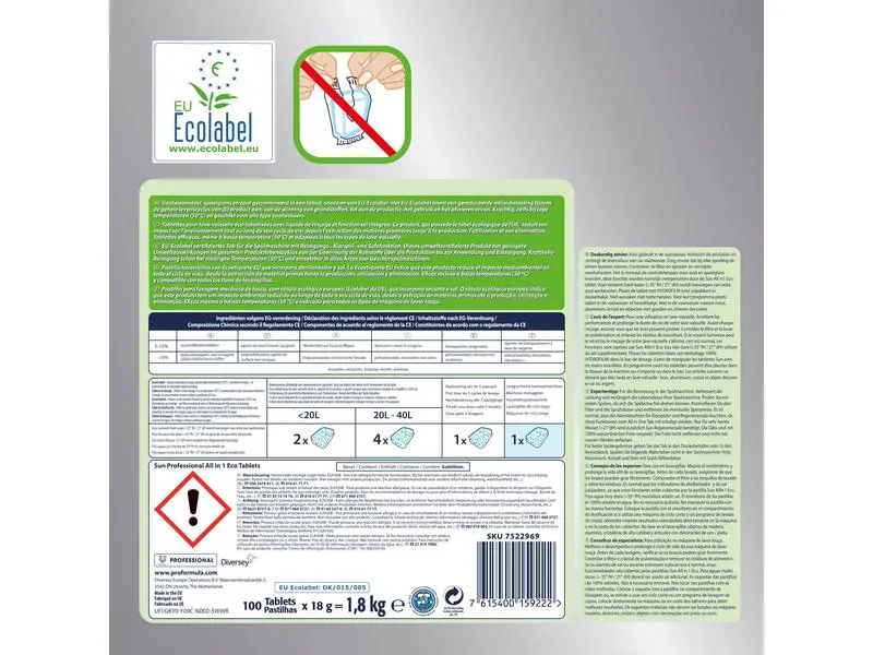 Diversey Pro Formula Maschinenspülmittel All in 1 Eco Tablets 100 Stück