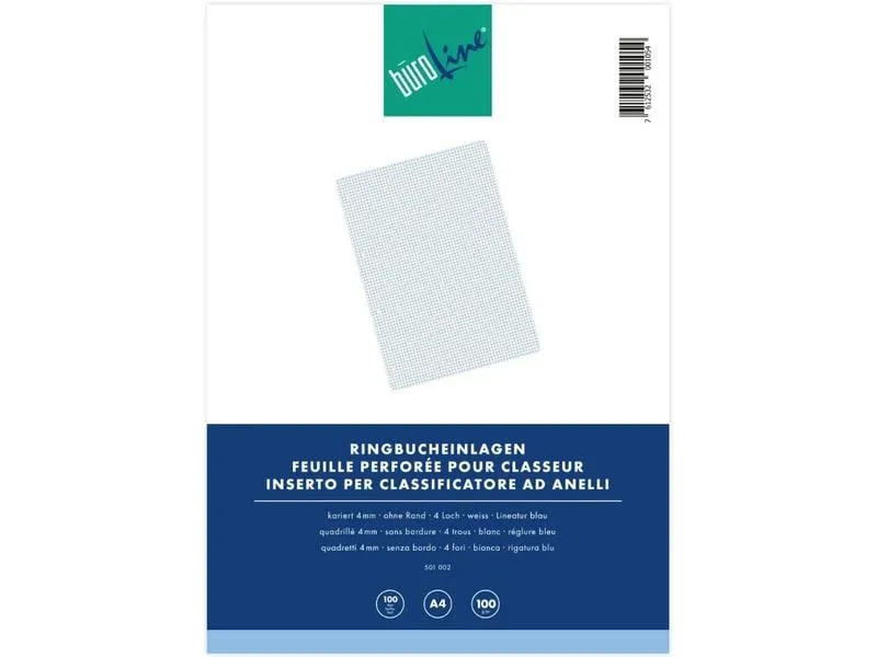 Büroline Ringbucheinlagen A4, kariert, 100 Blatt Büroline Ringbucheinlagen A4, kariert, 100 Blatt