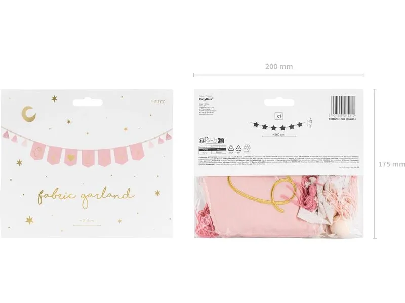 Partydeco Girlande Oh Baby 2.5 m, Gold/Hellrosa