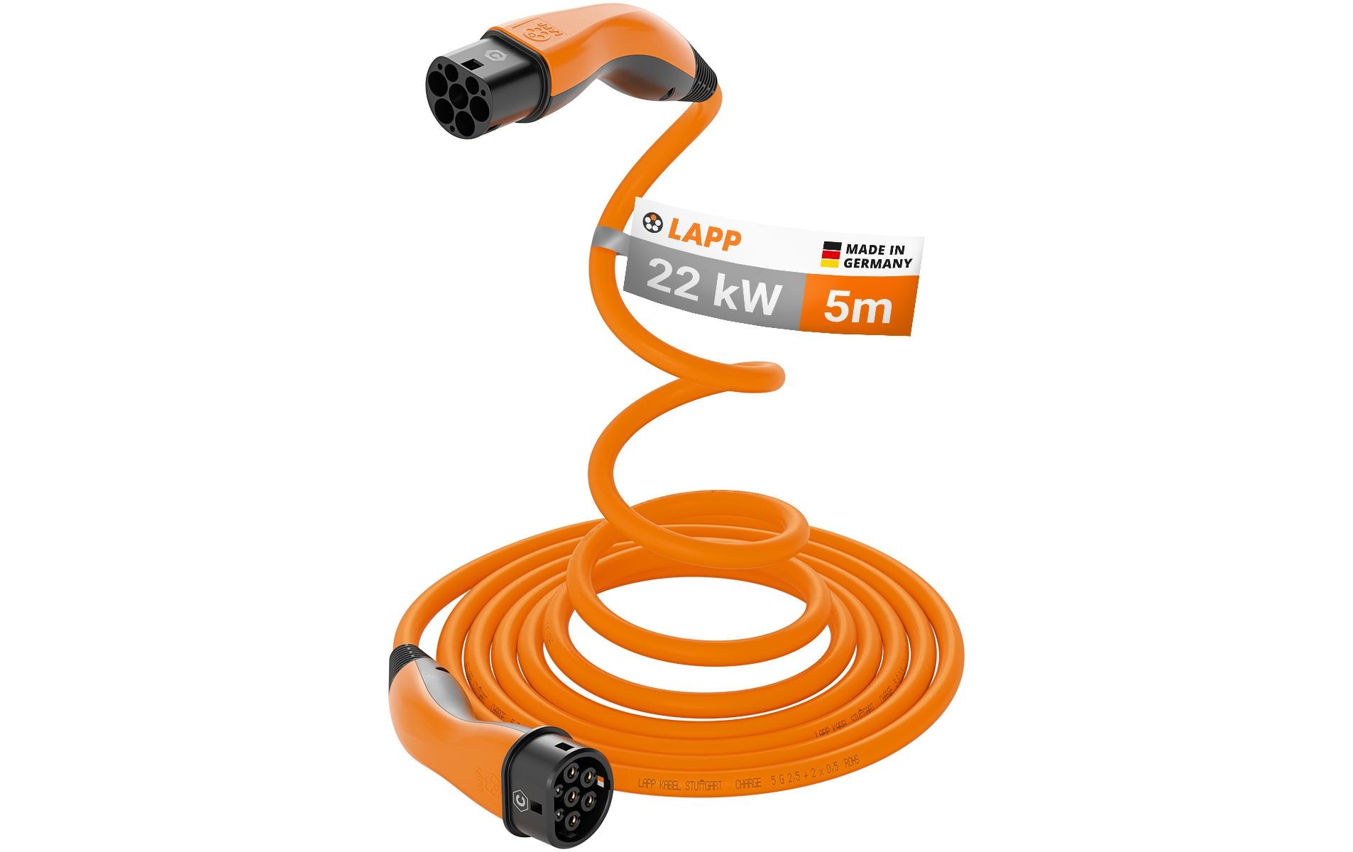 Lapp Ladekabel Helix für Elektroauto Typ 2, 22 kW, 5 m, Orange Lapp Ladekabel Helix für Elektroauto Typ 2, 22 kW, 5 m, Orange