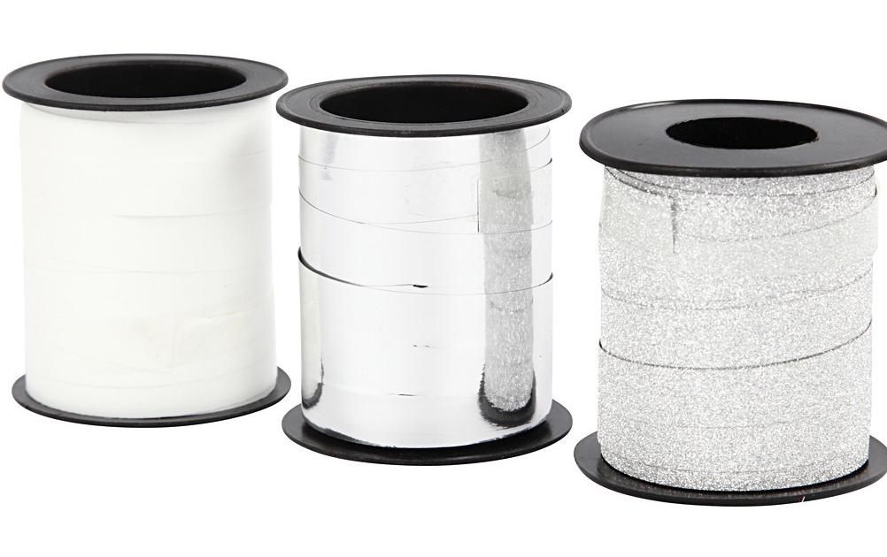 Creativ Company Geschenkband Weiss/Silber 1 cm x 15 m, 3 Stück Creativ Company Geschenkband Weiss/Silber 1 cm x 15 m, 3 Stück