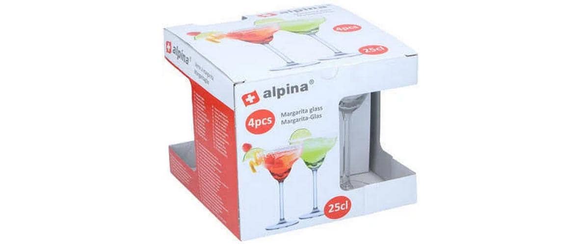 alpina Margarita Cocktailgläser 250 ml, 4 Stück, Transparent