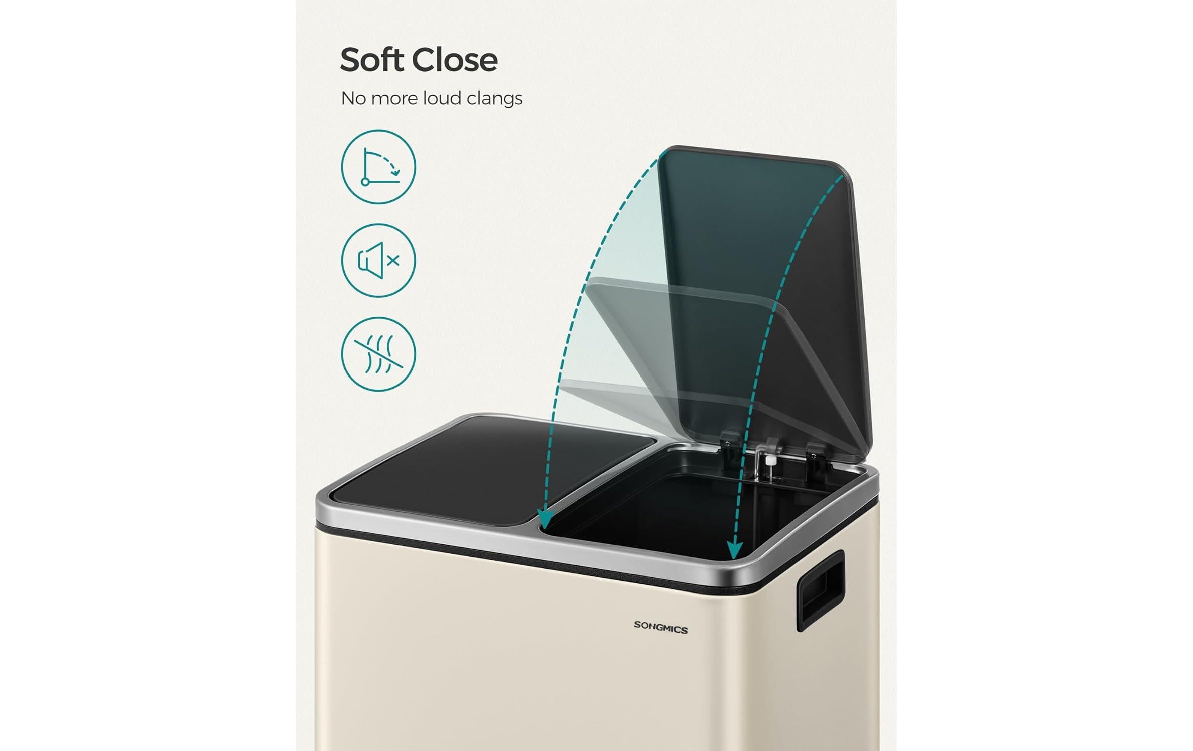 Songmics Abfalleimer 30 l, Schwarz