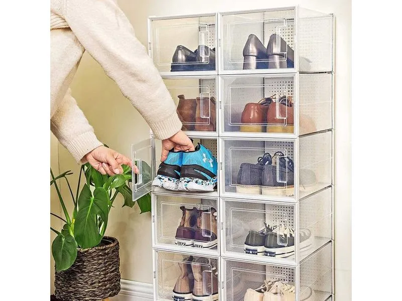 Songmics Schuhschrank Transparent/Weiss, 18er Set