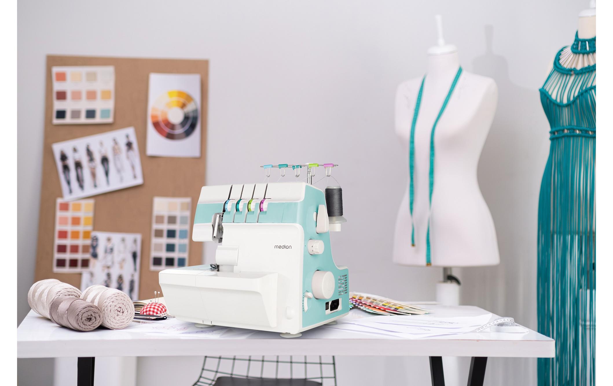 Medion Nähmaschine Life Overlock SO90 Weiss/Türkis