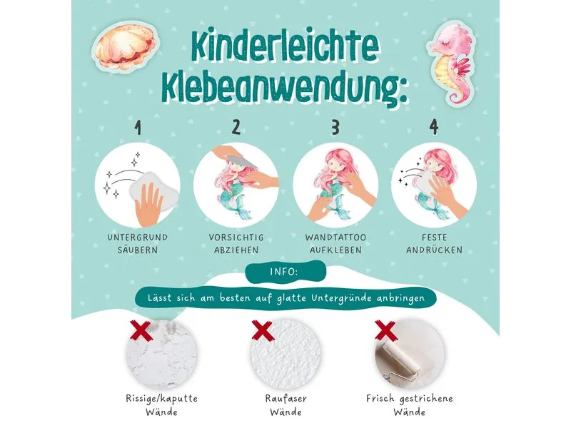 Papierdrachen Wandtattoo-Set Meerjungfrau Papierdrachen Wandtattoo-Set Meerjungfrau