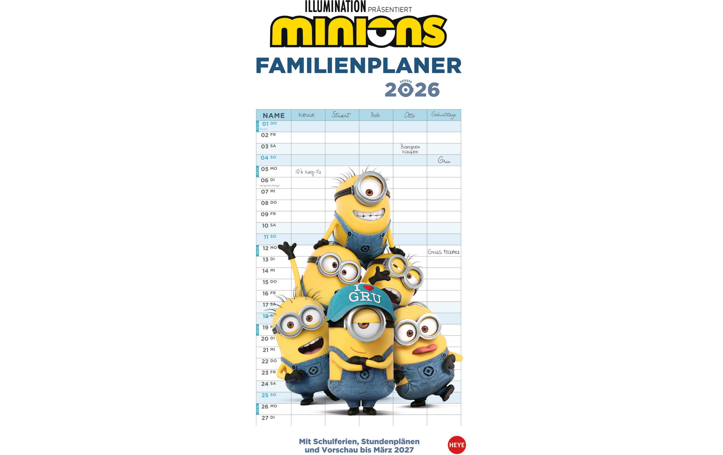 Heye Familienplaner Minions 2026 21 x 45 cm Heye Familienplaner Minions 2026 21 x 45 cm