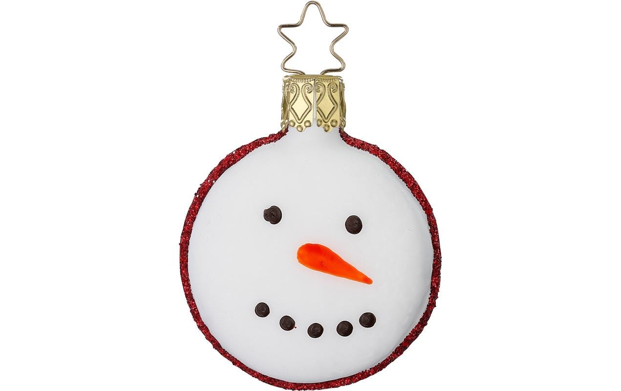 Inge Glas Manufaktur Weihnachtskugel Macaron Schneemann Weiss