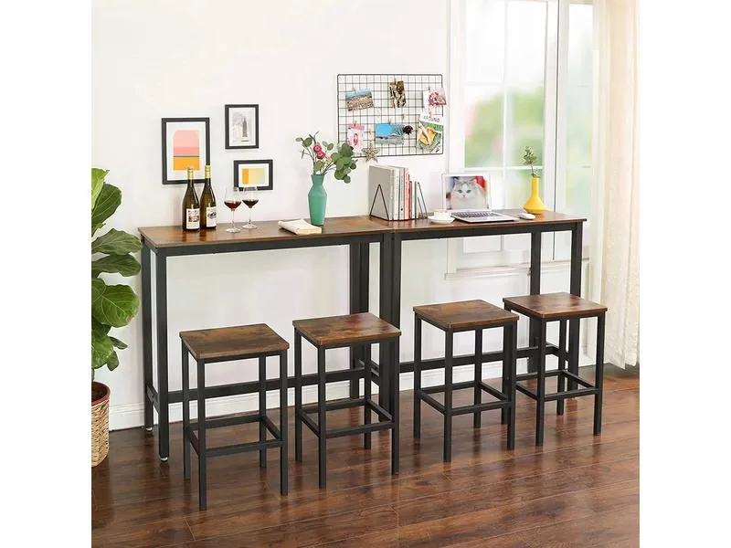 VASAGLE Bartisch mit Metallgestell 120 x 100 cm, Braun/Schwarz VASAGLE Bartisch mit Metallgestell 120 x 100 cm, Braun/Schwarz