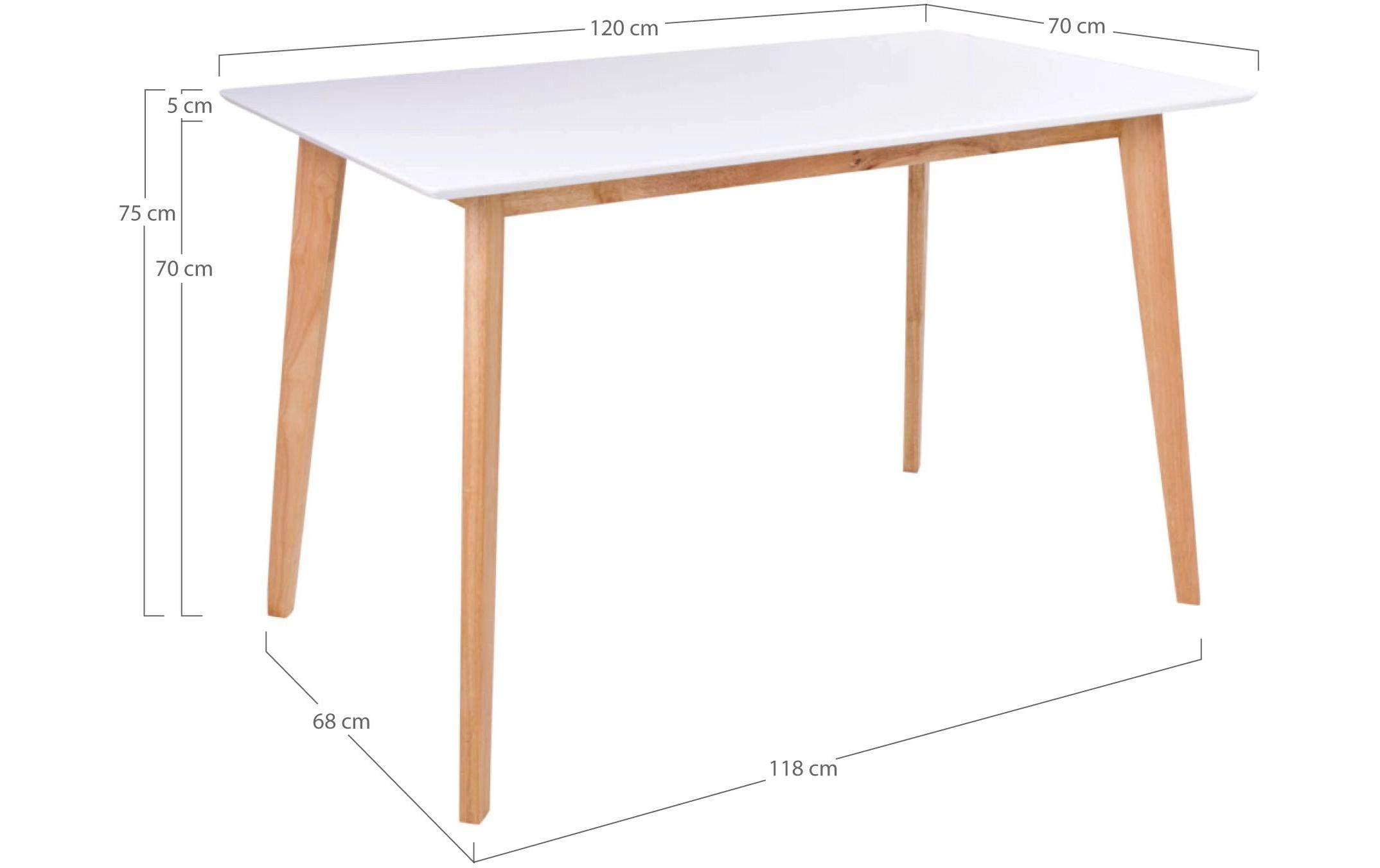 House Nordic Tisch Vojens 120 x 75 cm, Braun/Weiss