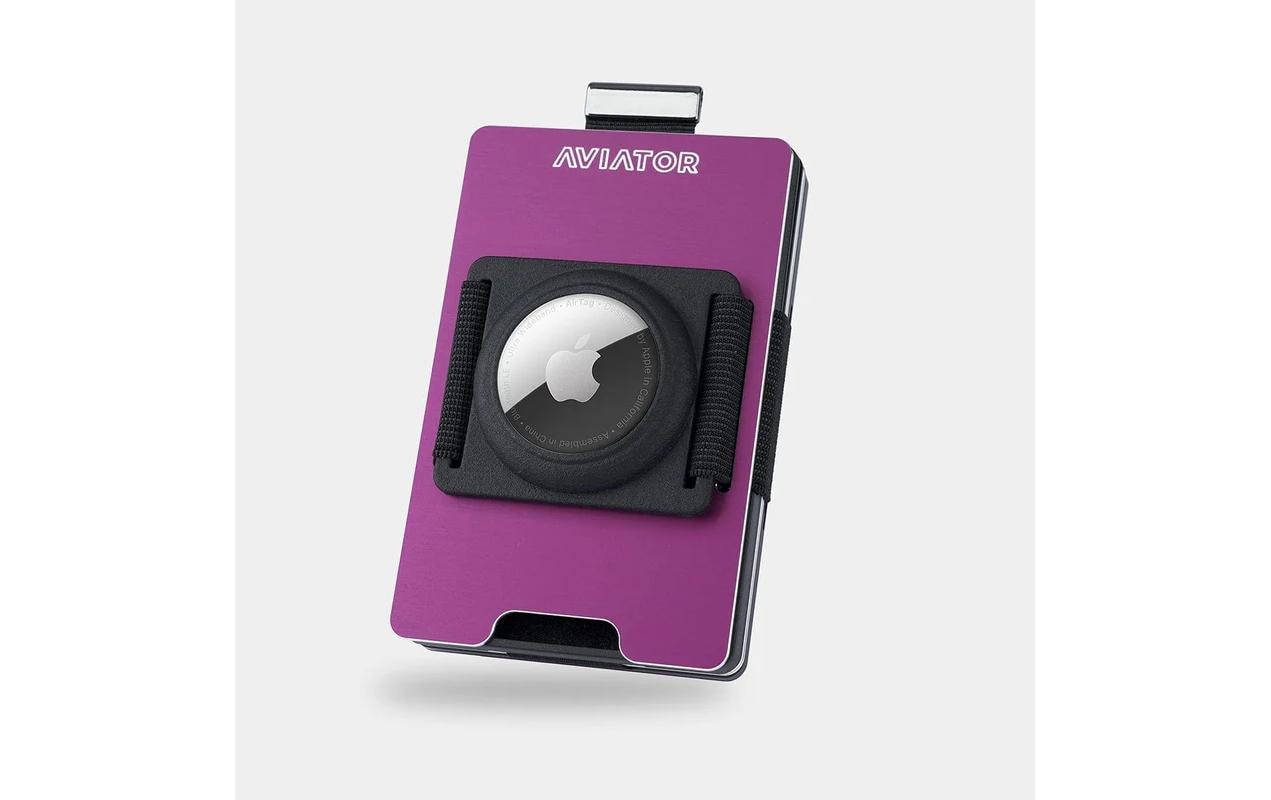 AVIATOR Wallet SLIDE Metal cash clip purple berry