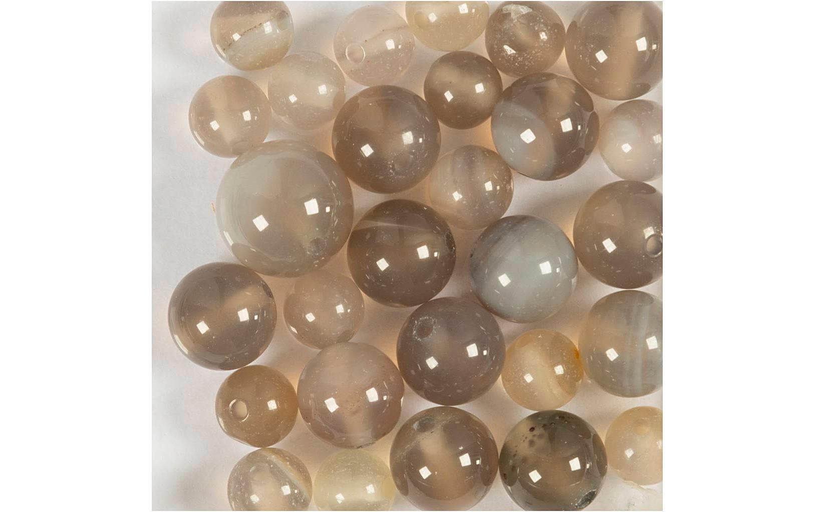 Creativ Company Perlen-Set Achatstein Transparent Grau, 6-10 mm