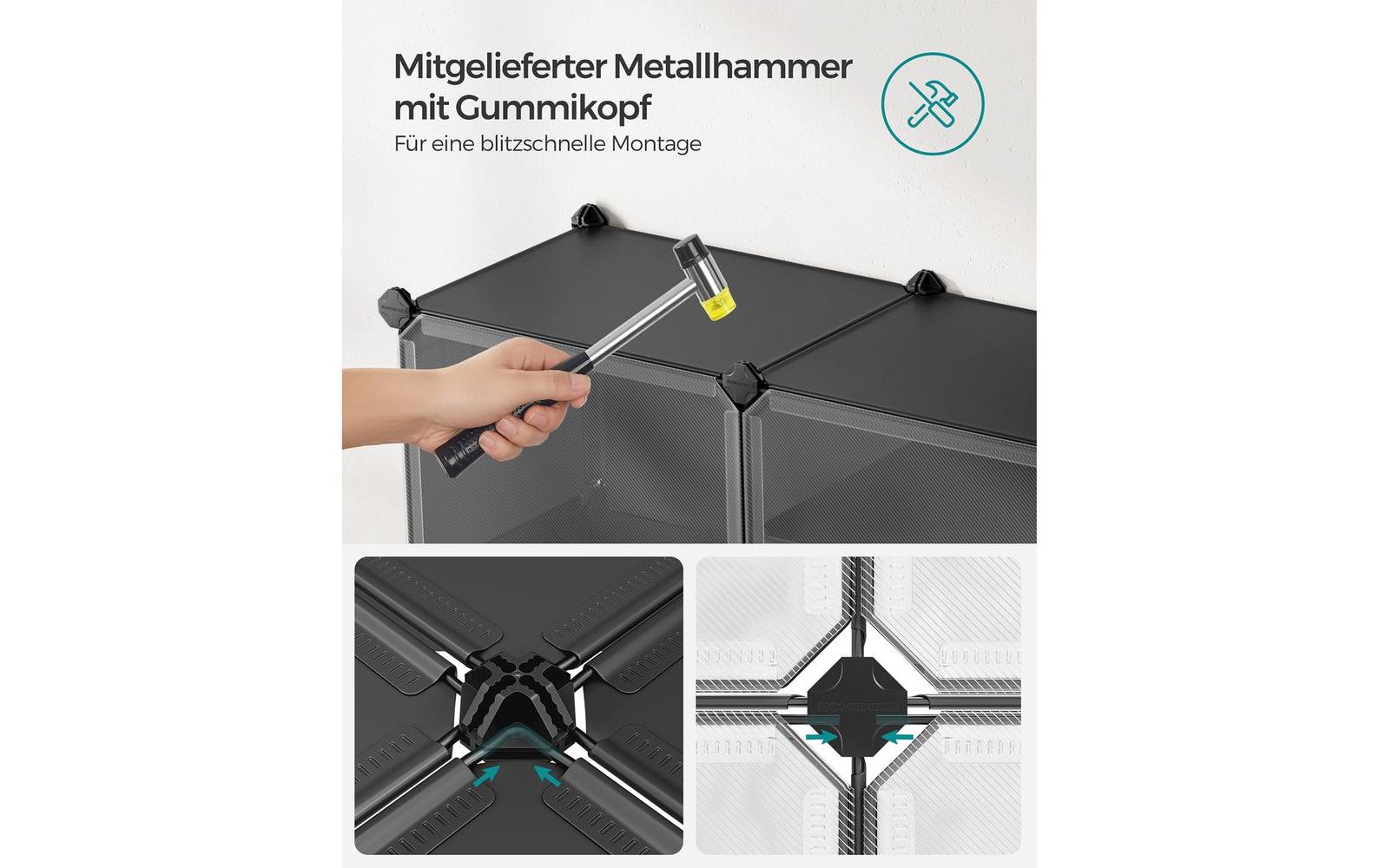 Songmics Schuhboxen stapelbar 124 x 94 cm, Schwarz