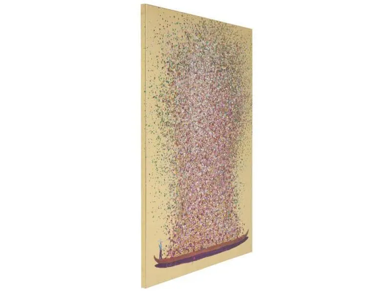 Kare Bild Touched Flower Boat 100 x 80 cm, Gold/Pink