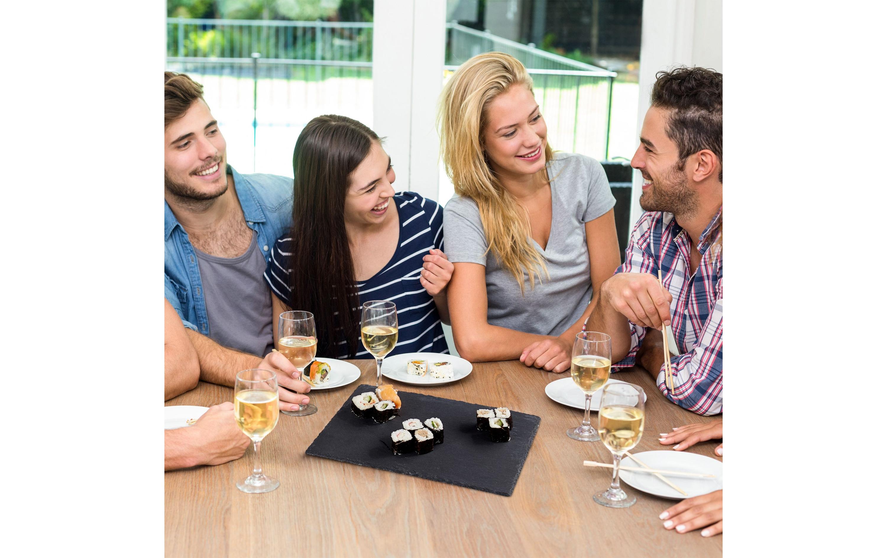 relaxdays Servierplatte 6 Stück, Schwarz