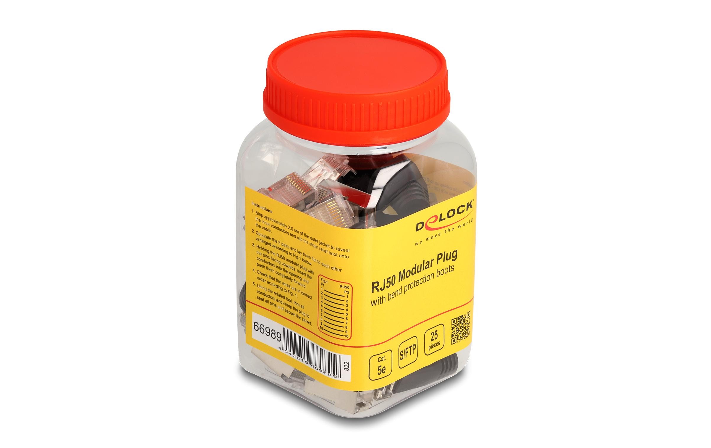 Delock Stecker RJ50, S/FTP, Cat.5e 25 Stück, Schwarz