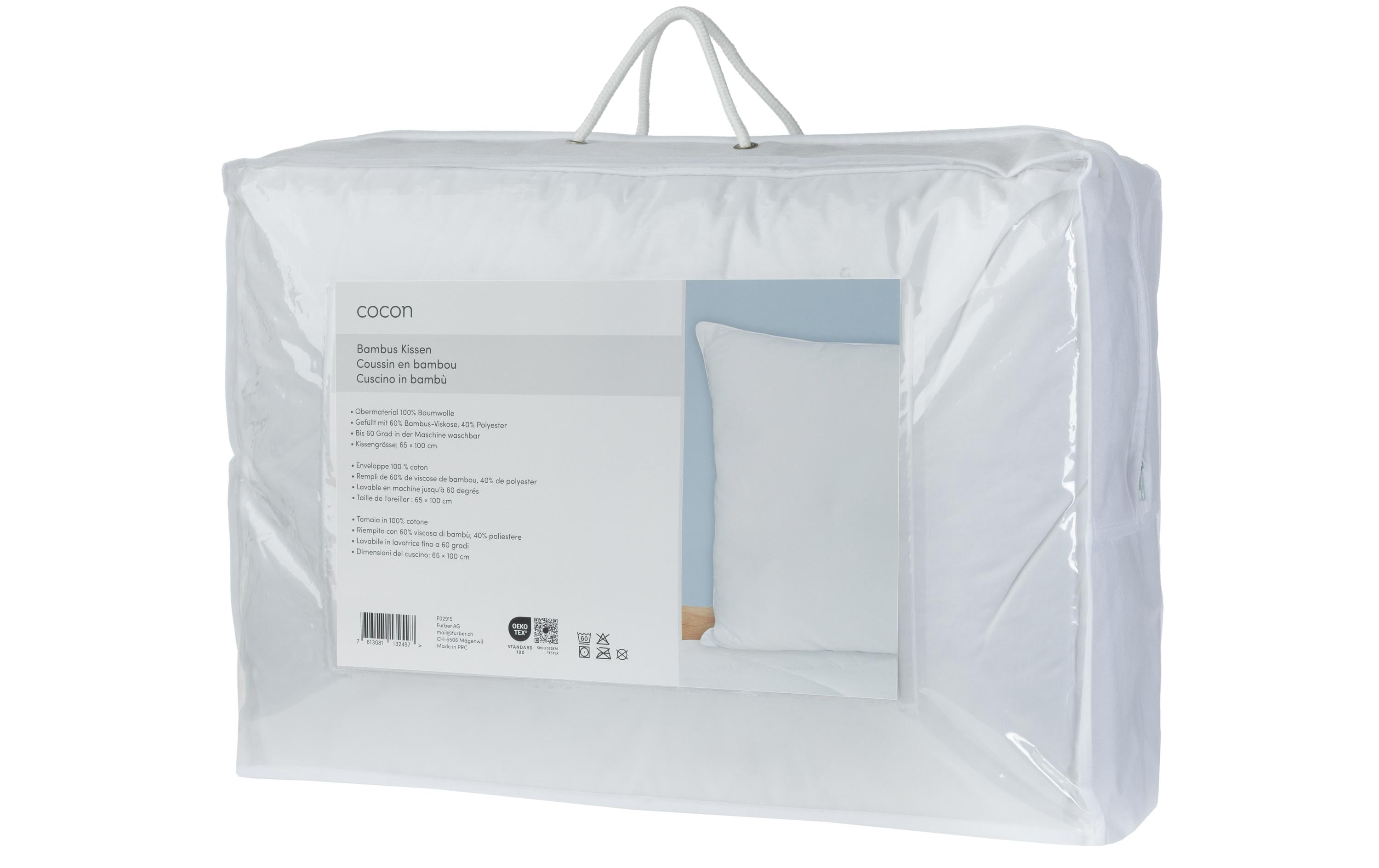 COCON Klassisches Kopfkissen Bambus, 65 x 100 cm