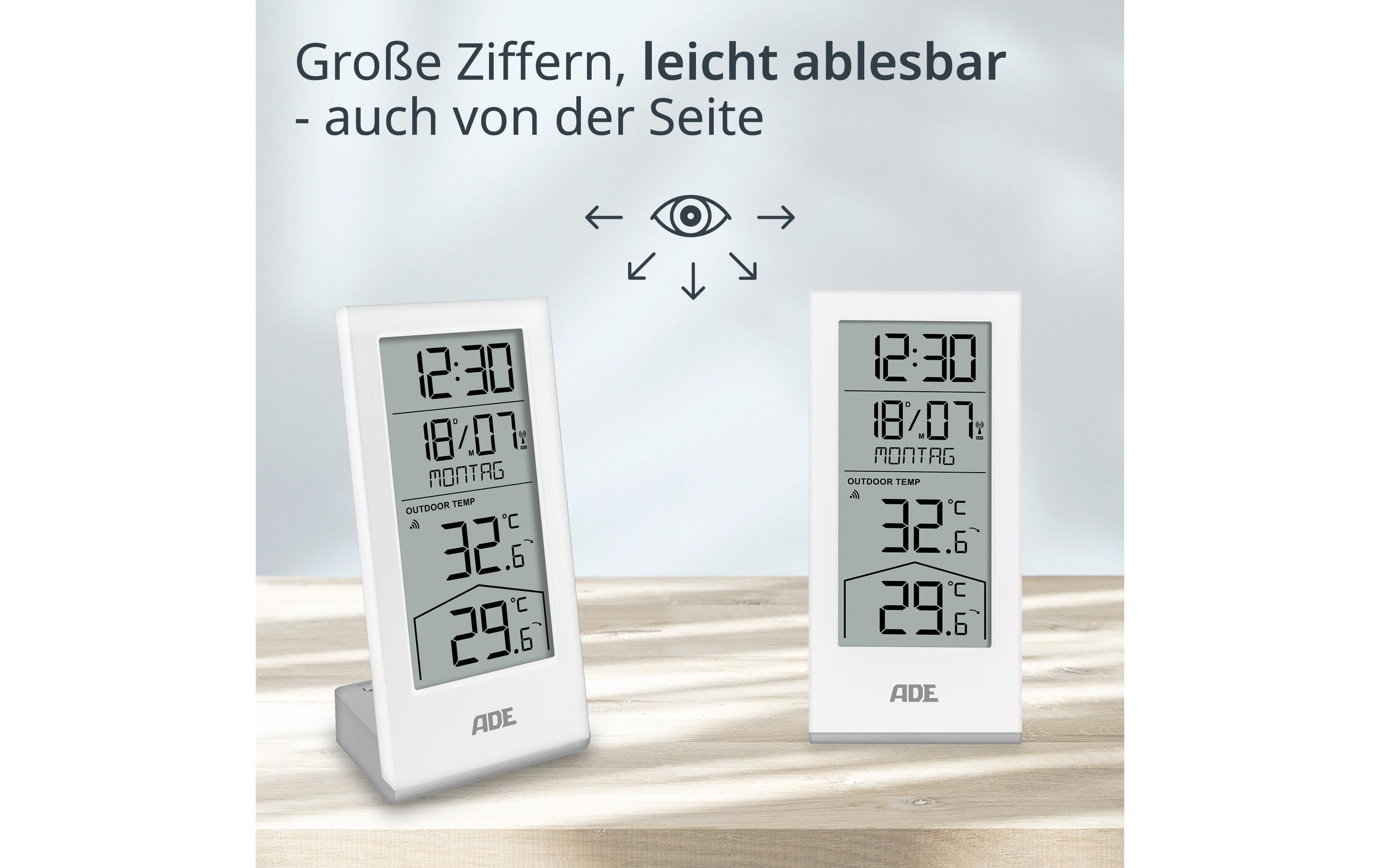 ADE Wetterstation mit Funk-Aussensensor Weiss