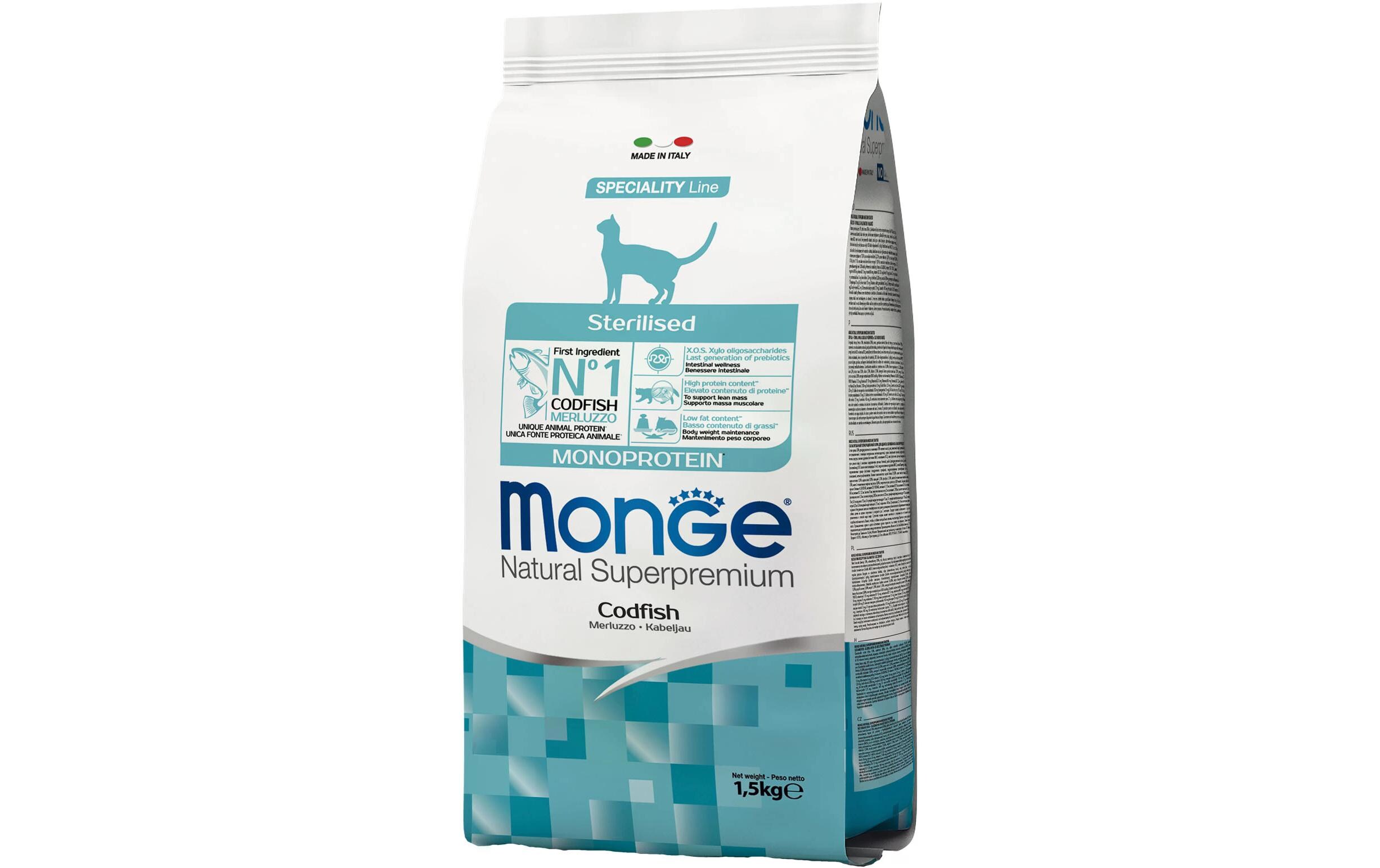 Monge Trockenfutter Katze Monoprotein Sterilisiert Kabeljau 1.5 kg