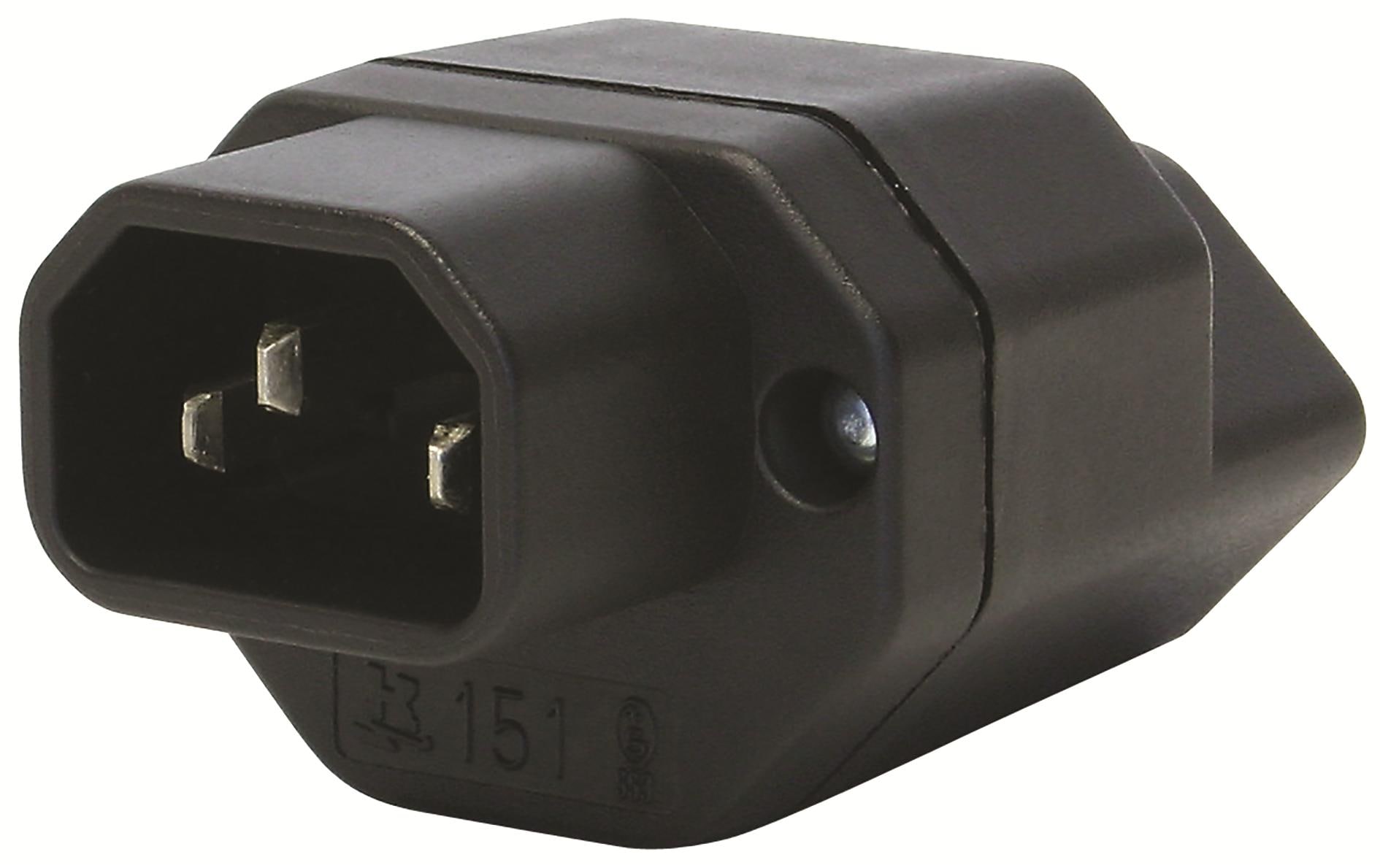 STEFFEN Adapterstecker C14 - T13 Schwarz STEFFEN Adapterstecker C14 - T13 Schwarz