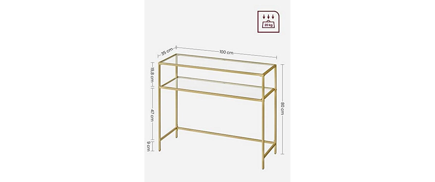 VASAGLE Konsolentisch 100 x 35 x 80 cm, Gold