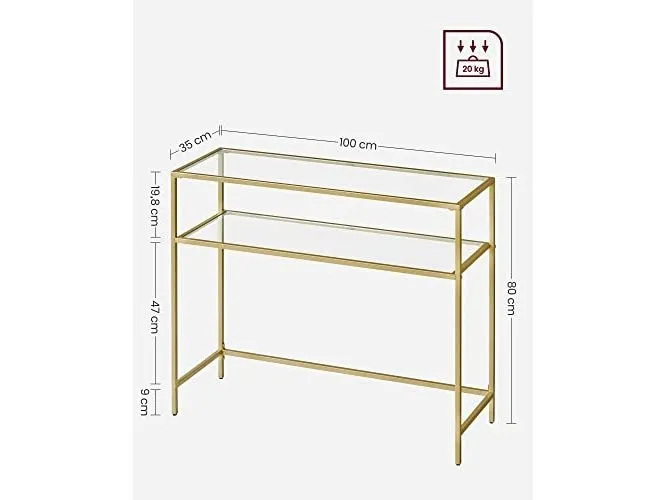 VASAGLE Konsolentisch 100 x 35 x 80 cm, Gold VASAGLE Konsolentisch 100 x 35 x 80 cm, Gold